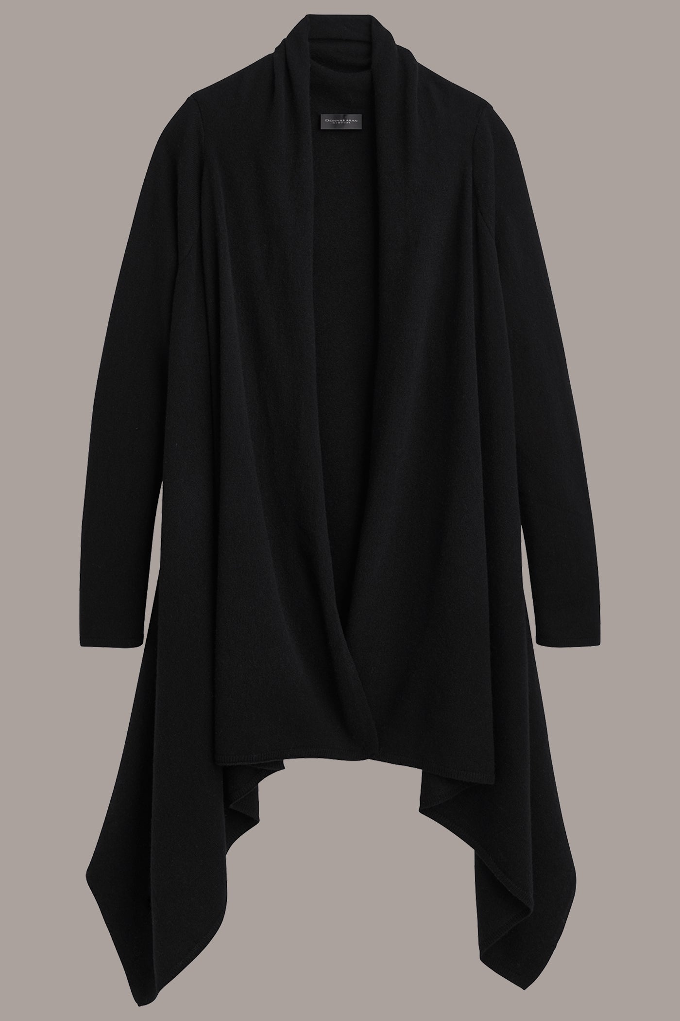 Black CASHMERE LONG SLEEVE CARDIGAN Donna Karan