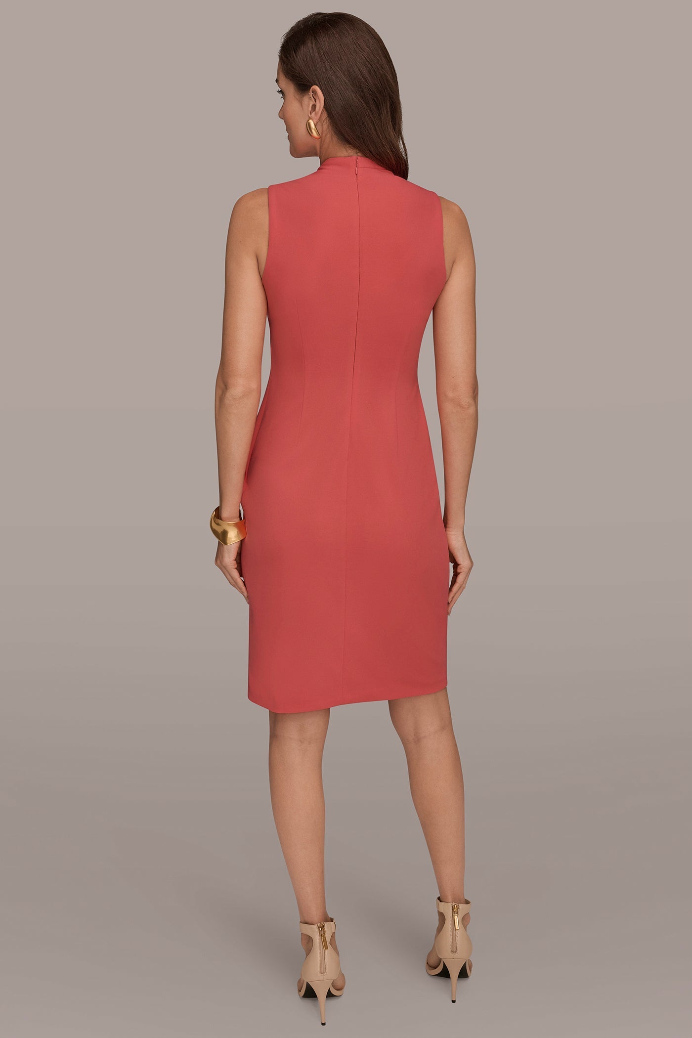 Azalea Pink SLEEVELESS WRAP V-NECK SHEATH DRESS Donna Karan