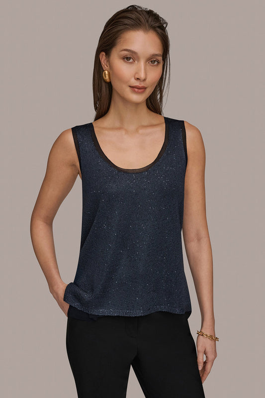 Nightfall SCOOP-NECK SEQUIN SHELL TOP Donna Karan