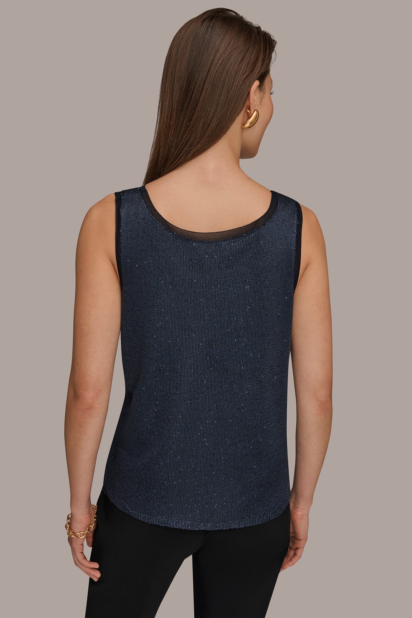 Nightfall SCOOP-NECK SEQUIN SHELL TOP Donna Karan