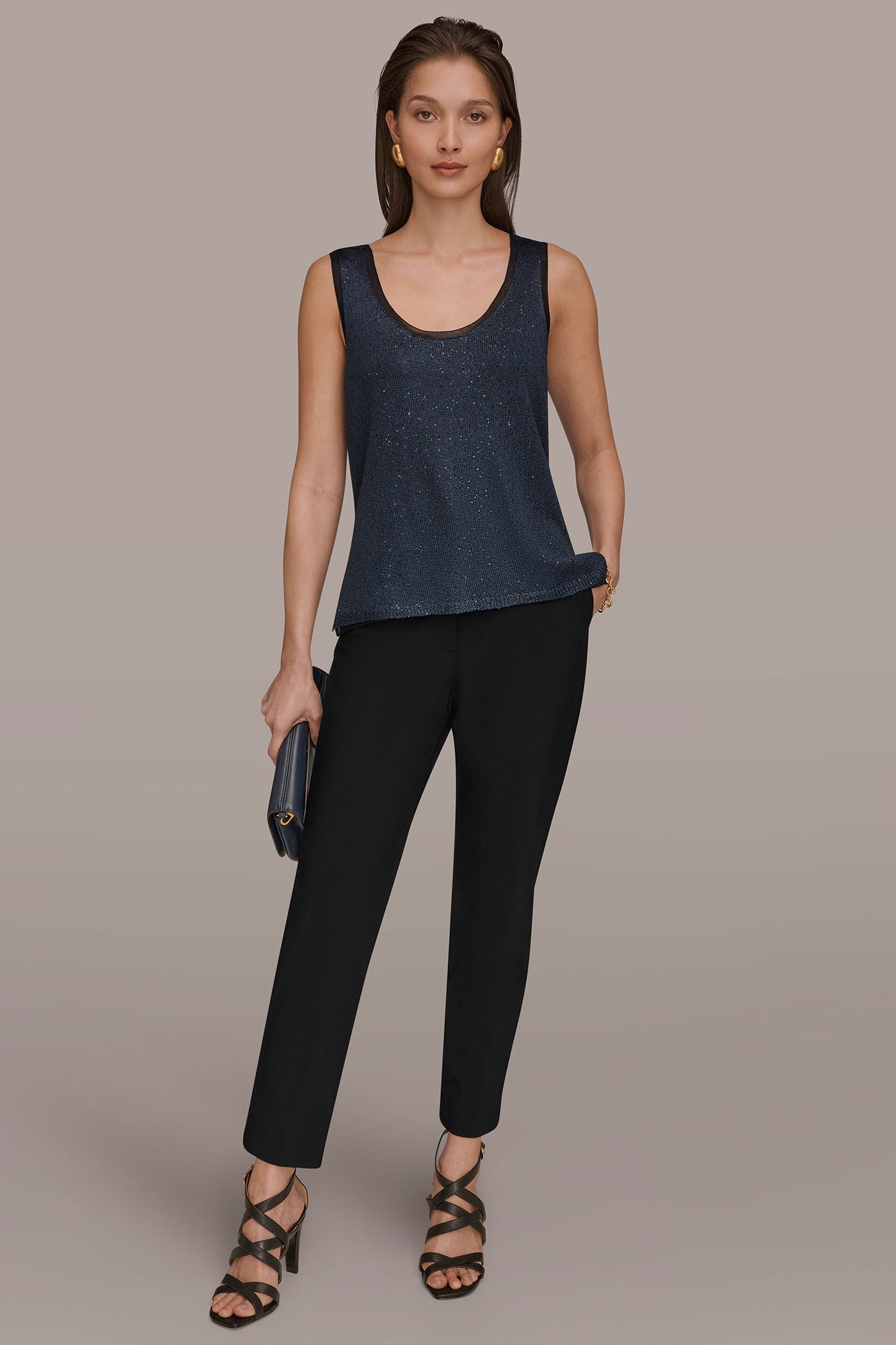 Nightfall SCOOP-NECK SEQUIN SHELL TOP Donna Karan