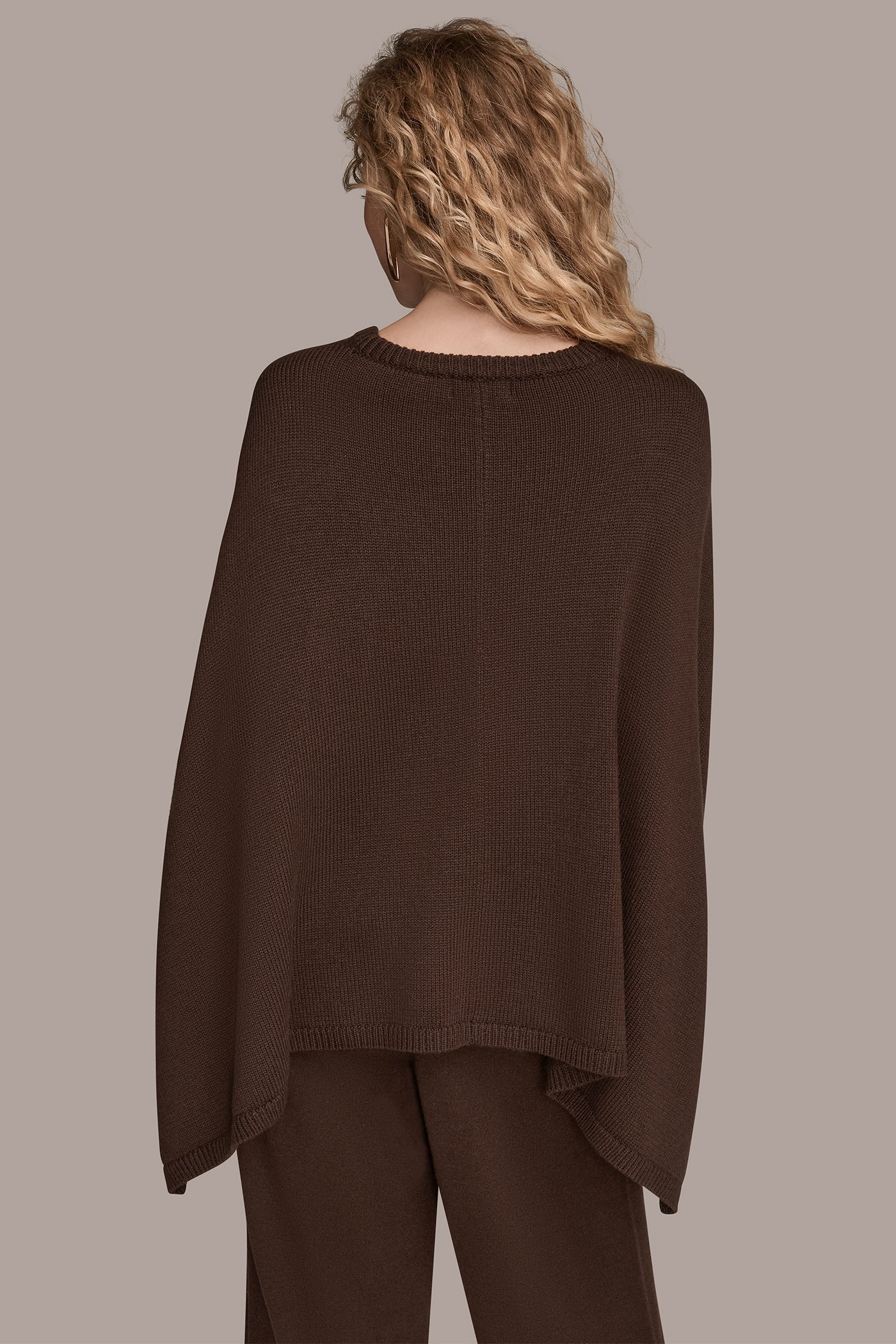 CHOCOLATE PLUM CAPE-EFFECT BUTTON SWEATER Donna Karan