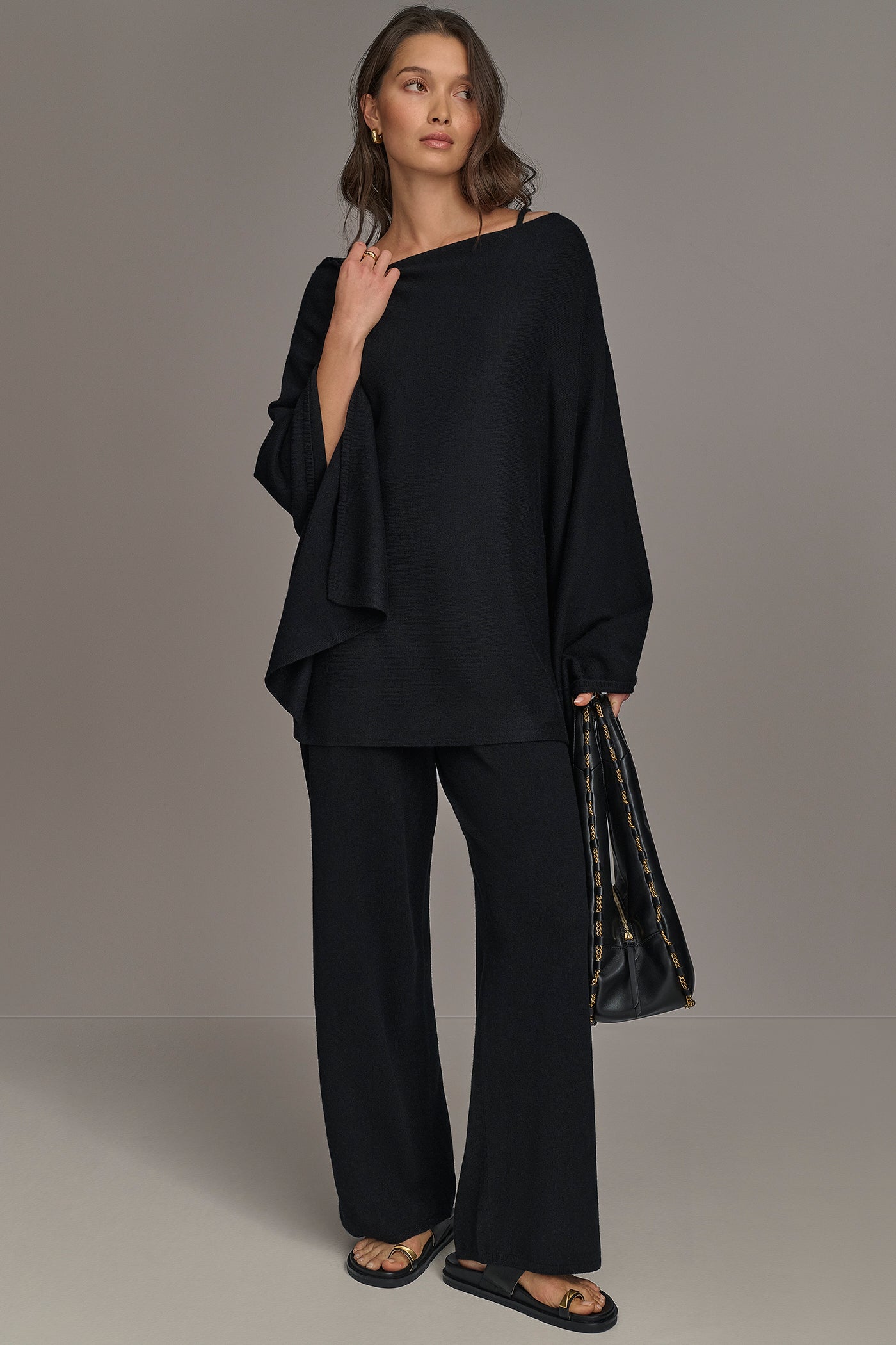 Black CASHMERE PONCHO Donna Karan