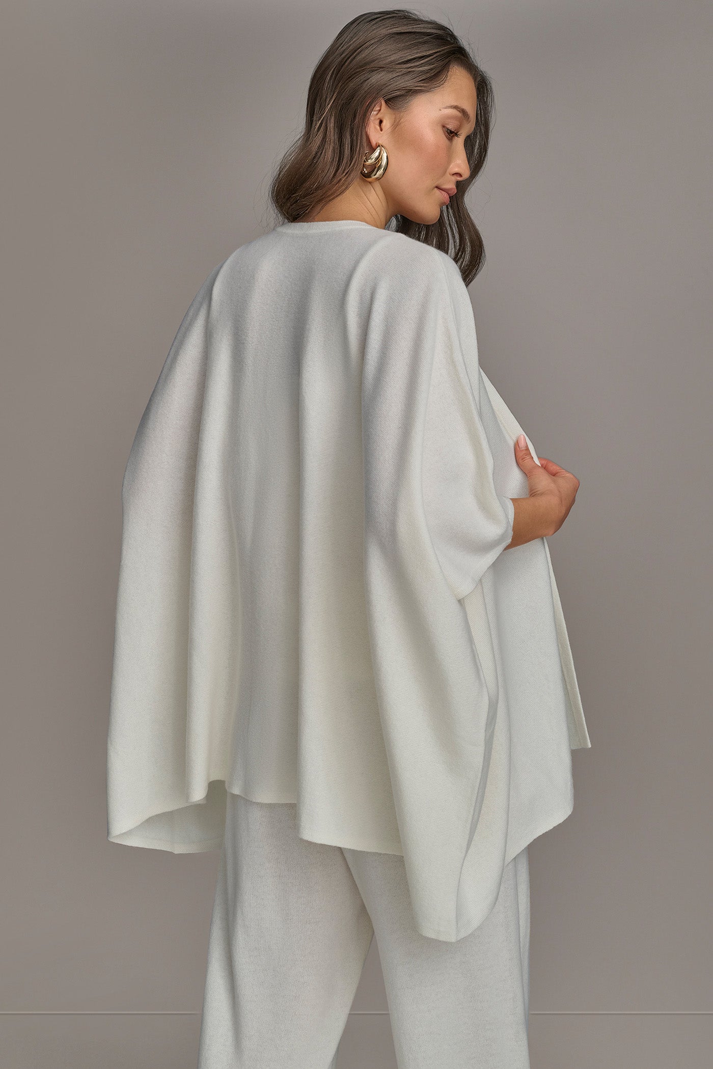 Cream CASHMERE SHORT SLEEVE CARDIGAN Donna Karan