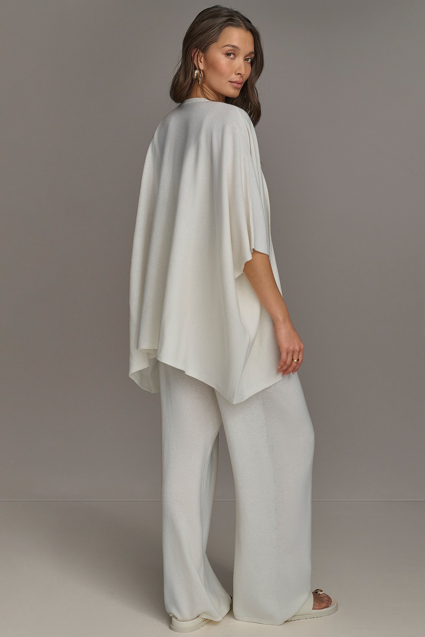 Cream CASHMERE SHORT SLEEVE CARDIGAN Donna Karan