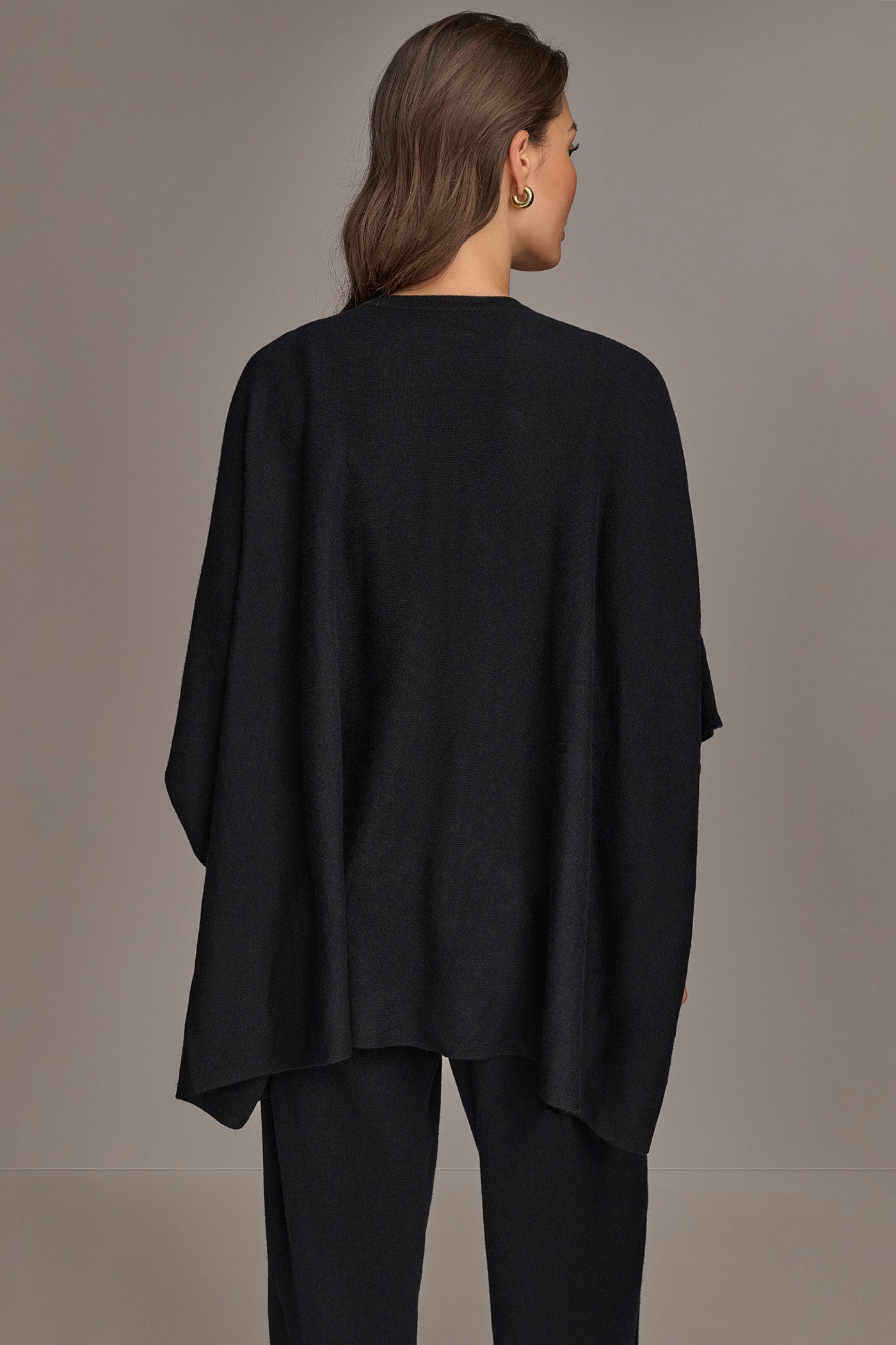 Black CASHMERE SHORT SLEEVE CARDIGAN Donna Karan