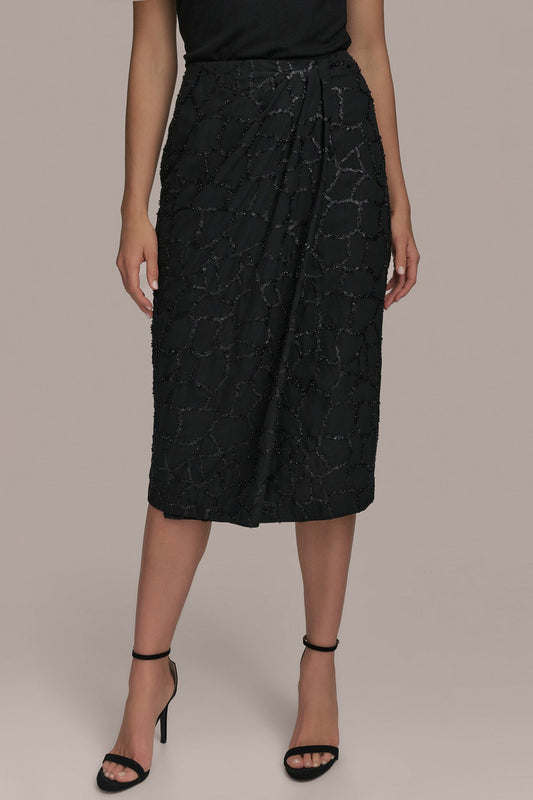 Black FAUX WRAP SKIRT Donna Karan