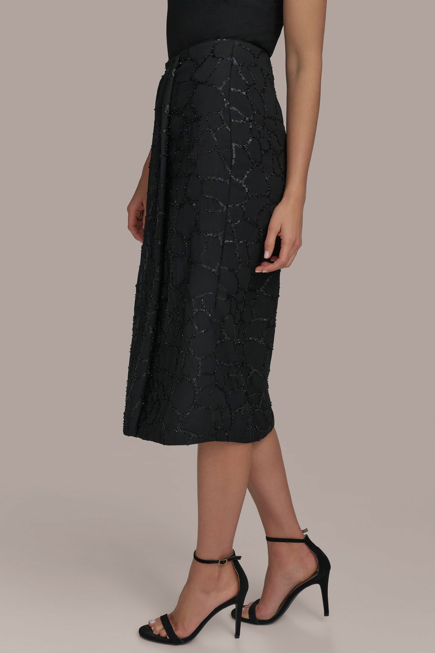 Black FAUX WRAP SKIRT Donna Karan