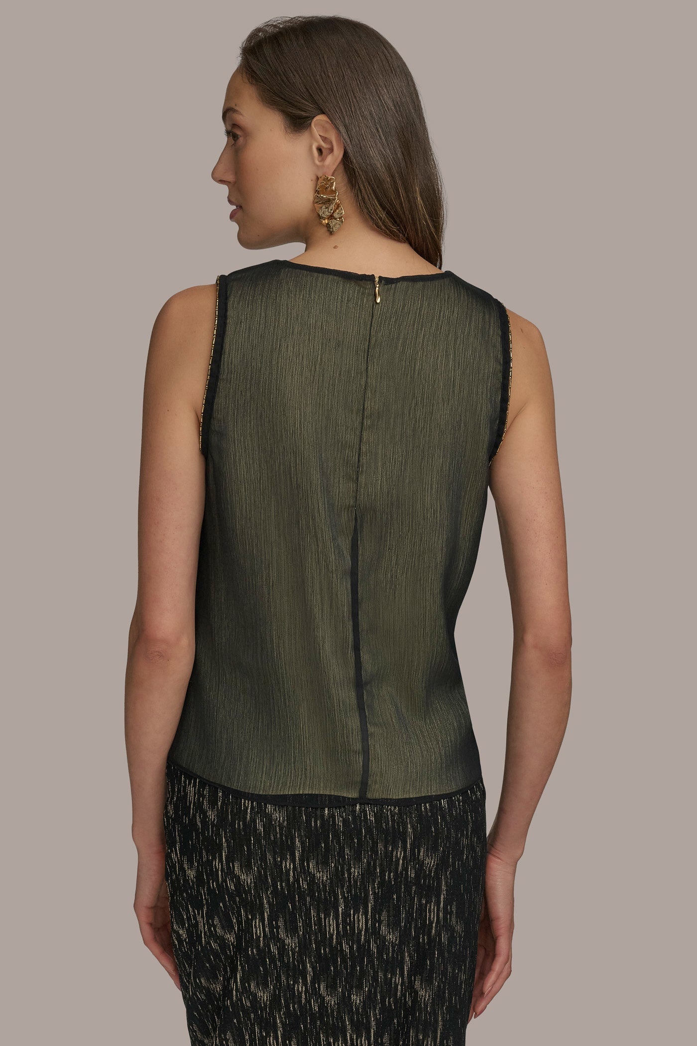 Black TWO LAYER TOP Donna Karan