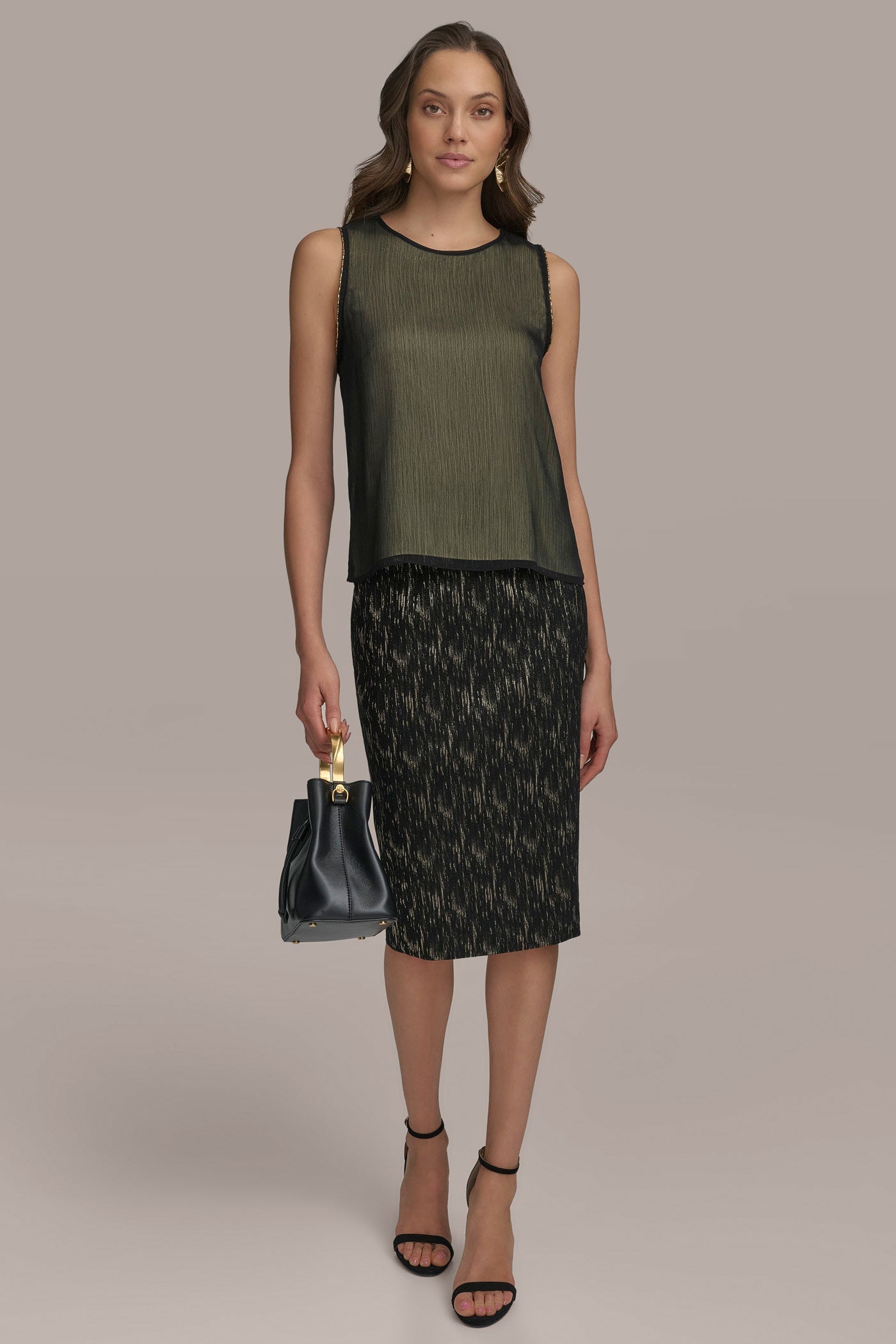 Black TWO LAYER TOP Donna Karan