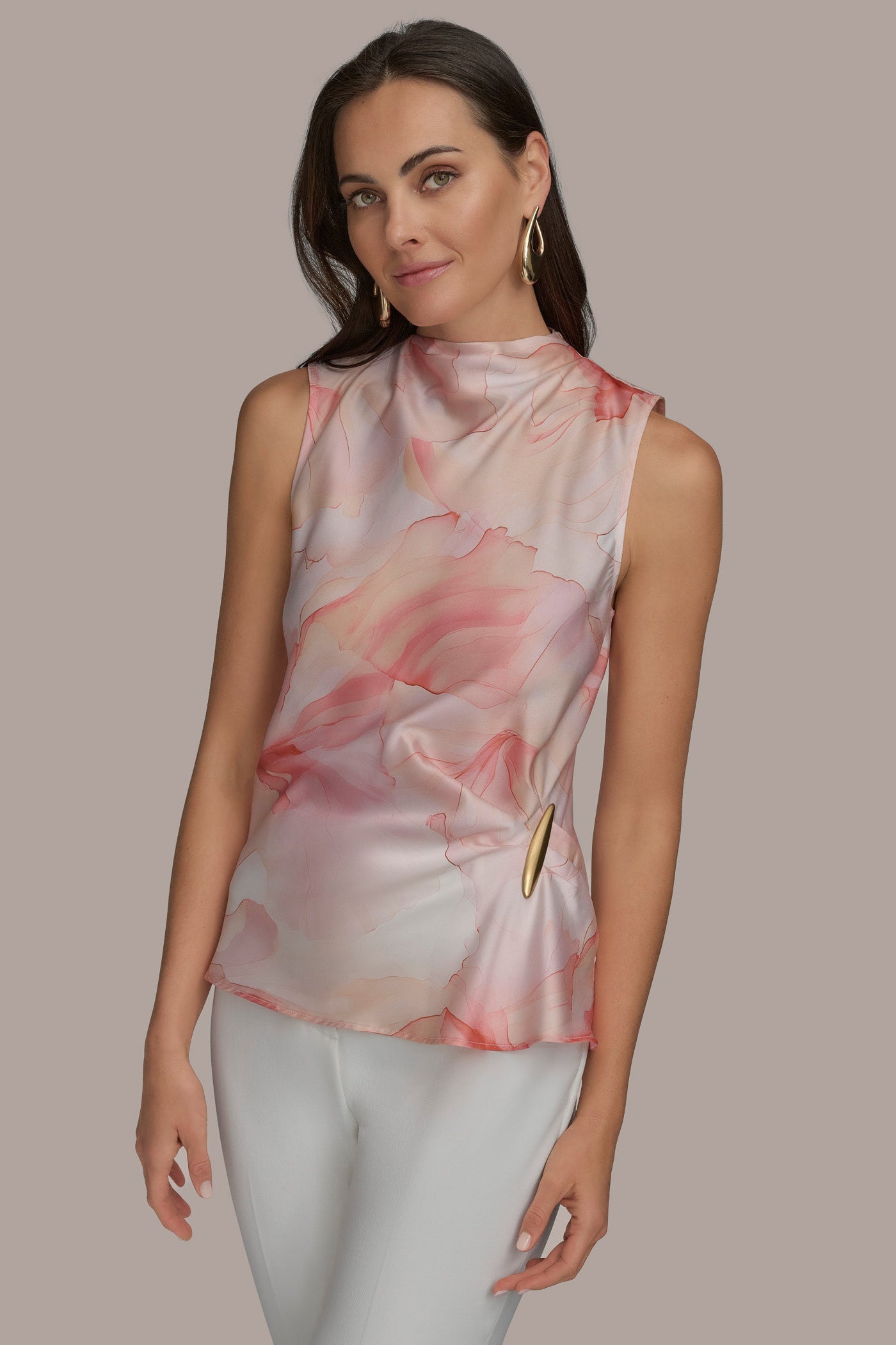 APRICOT MULTI PART SLEEVELESS WITH HARDWARE WAIST Donna Karan