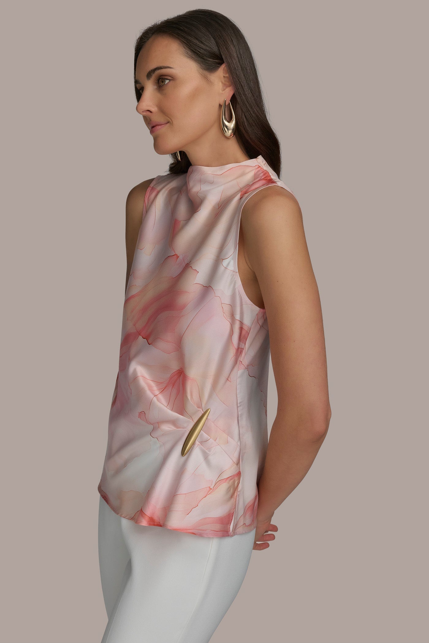 APRICOT MULTI PART SLEEVELESS WITH HARDWARE WAIST Donna Karan