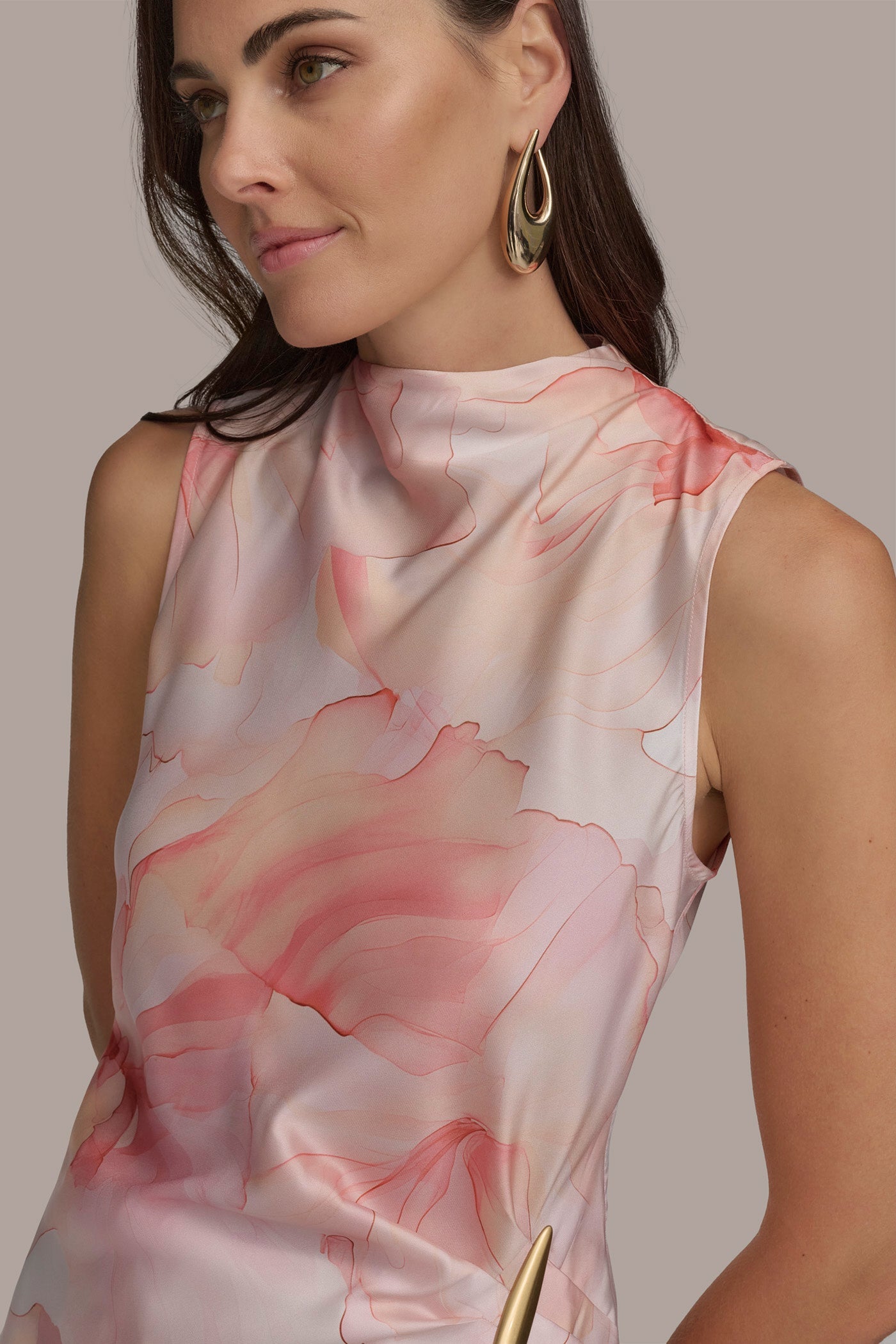 APRICOT MULTI PART SLEEVELESS WITH HARDWARE WAIST Donna Karan