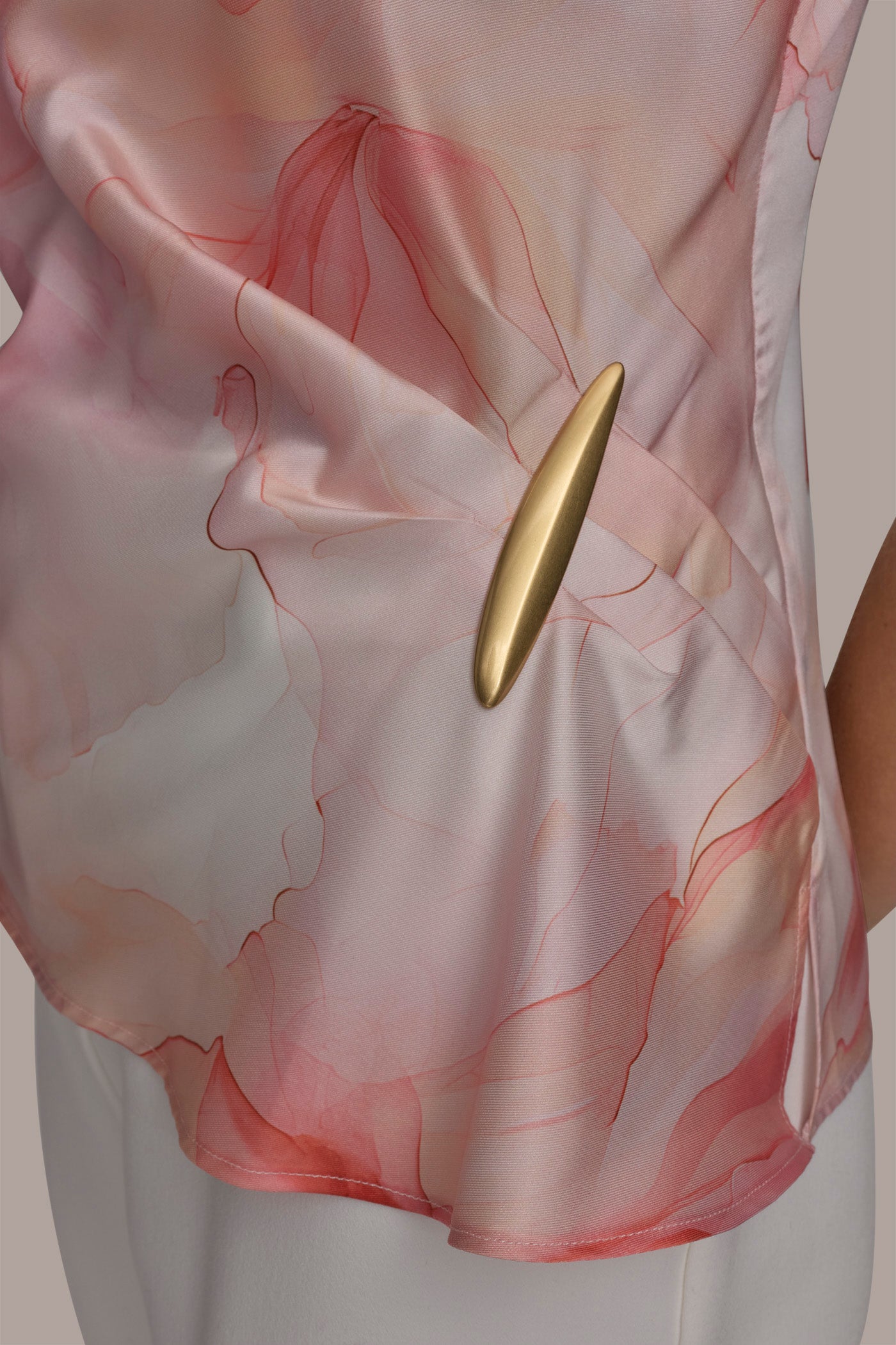 APRICOT MULTI PART SLEEVELESS WITH HARDWARE WAIST Donna Karan
