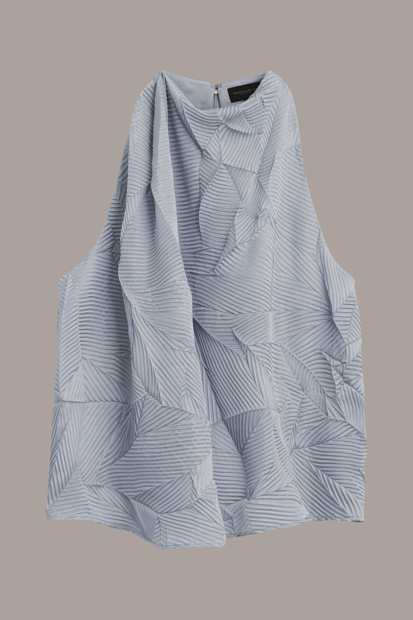 GLACIAL BLUE TEXTURED TOP WITH ANGLED HEM Donna Karan