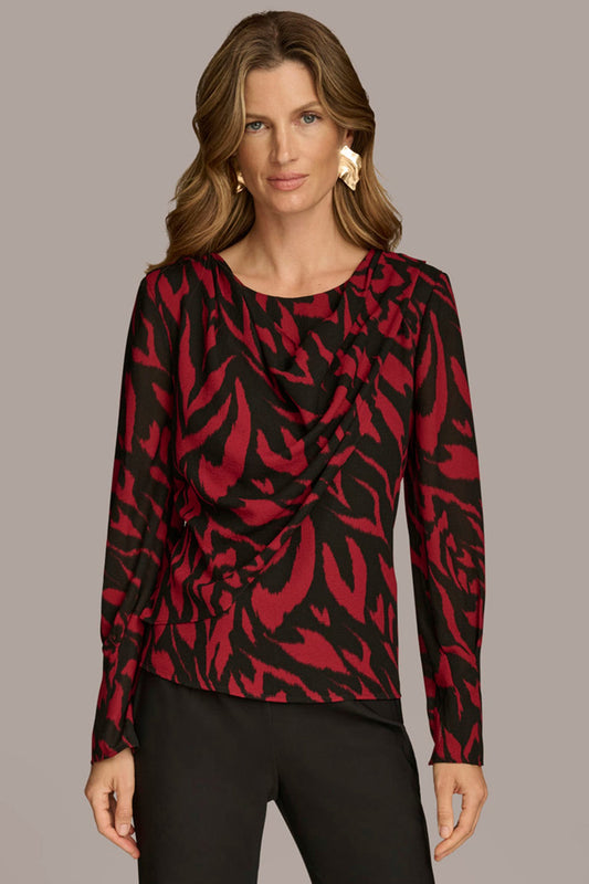Red/Black Multi PRINT WIDE CUFF TOP Donna Karan