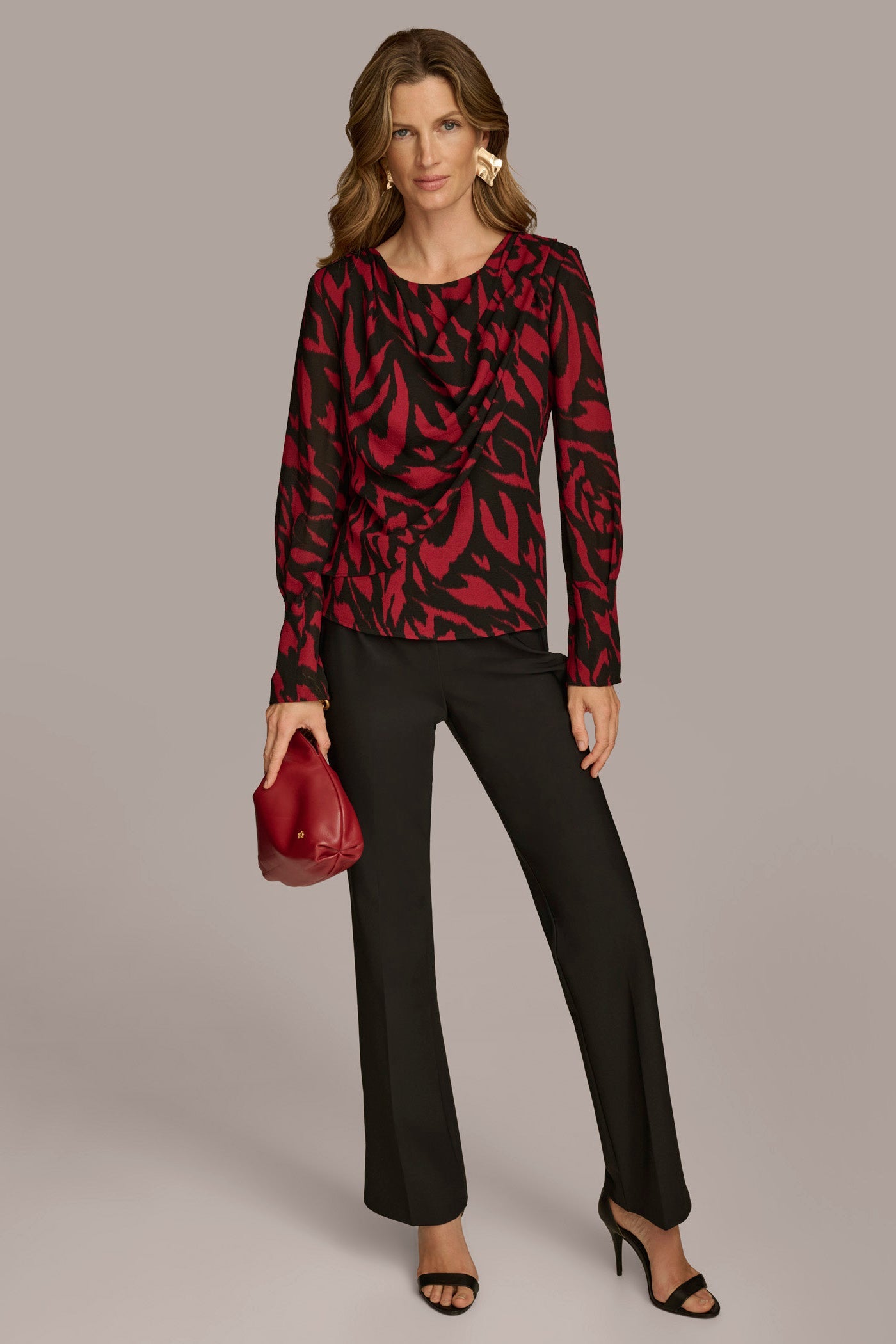 Red/Black Multi PRINT WIDE CUFF TOP Donna Karan