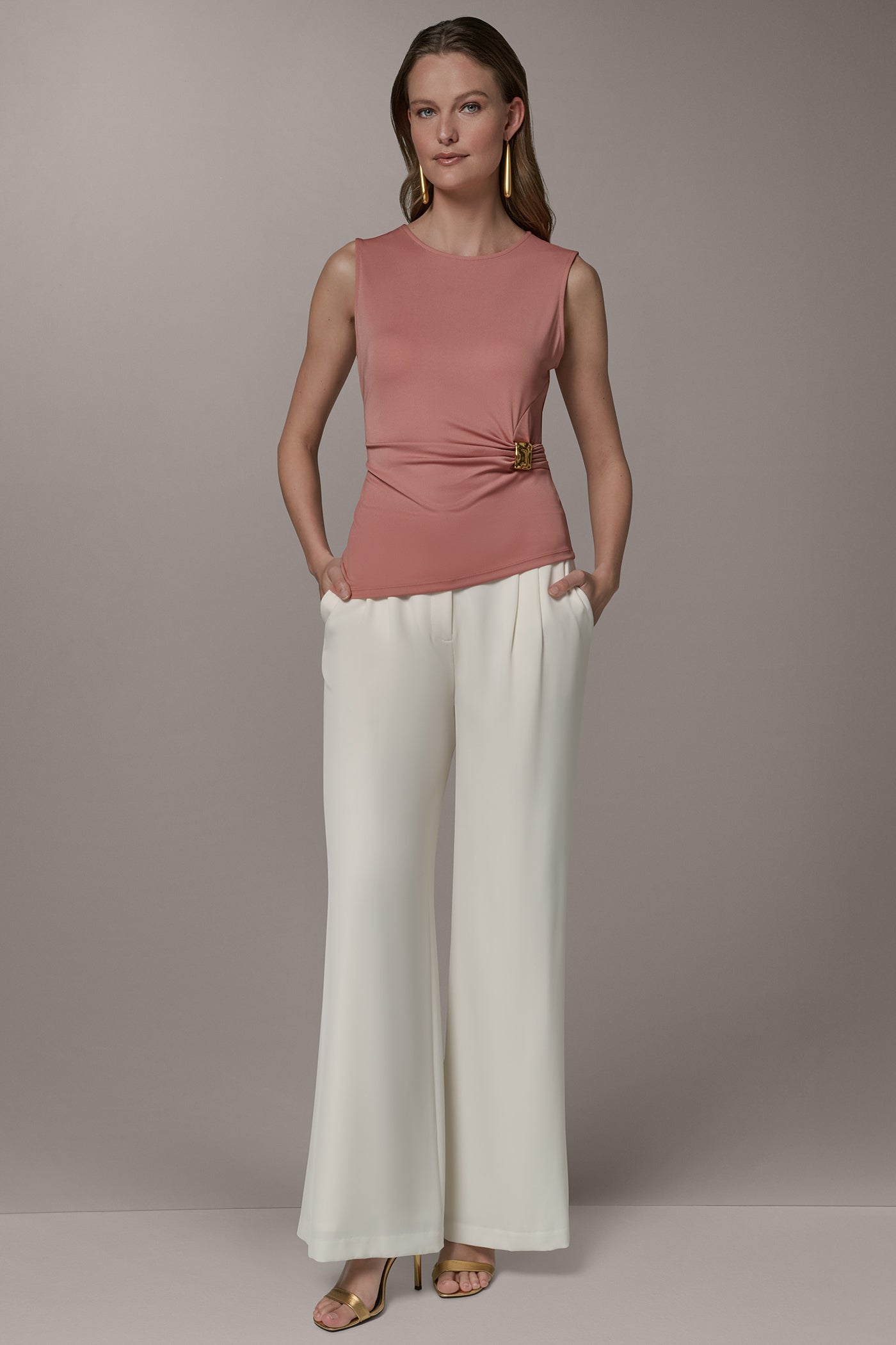 Desert Clay ASYMMETRIC KNIT TOP Donna Karan