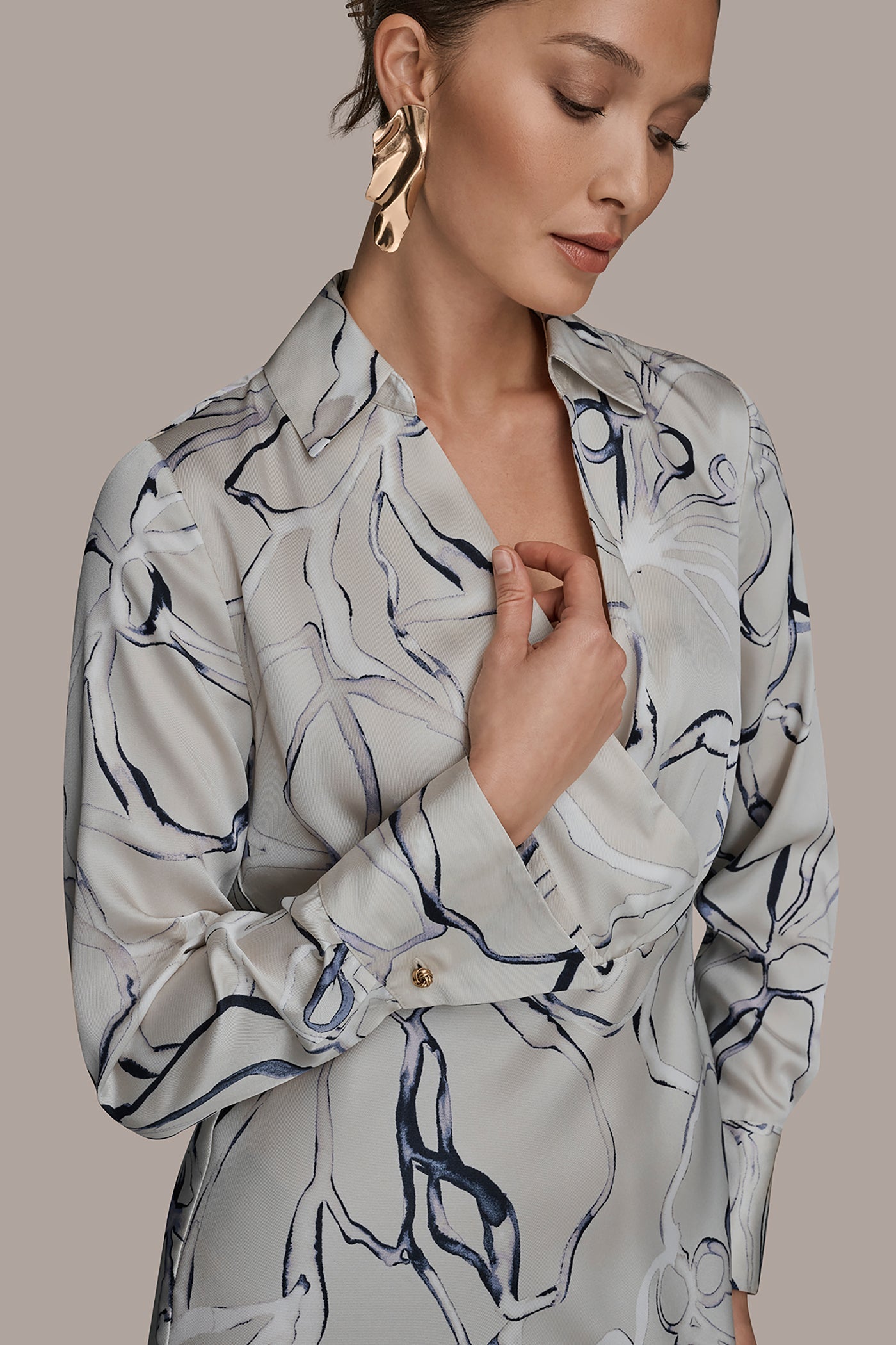 VELLUM MULTI COTTON PRINTED MIDI SHIRT DRESS Donna Karan