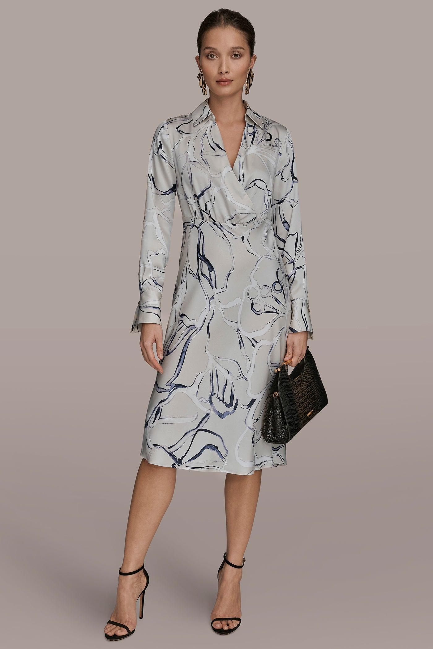 VELLUM MULTI COTTON PRINTED MIDI SHIRT DRESS Donna Karan