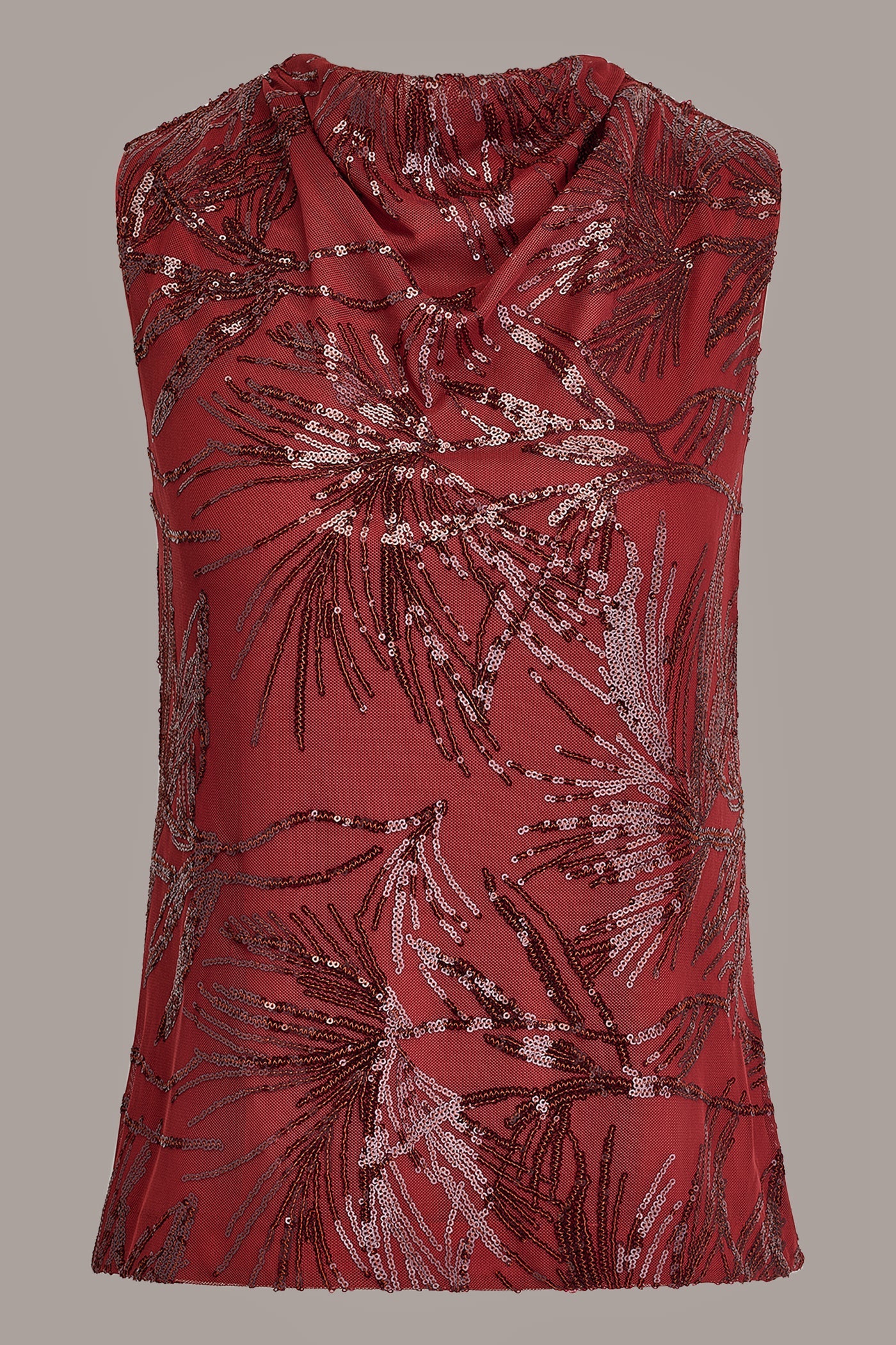 Sunbaked Multi SLEEVELESS COWL NECK SEQUIN BLOUSE Donna Karan