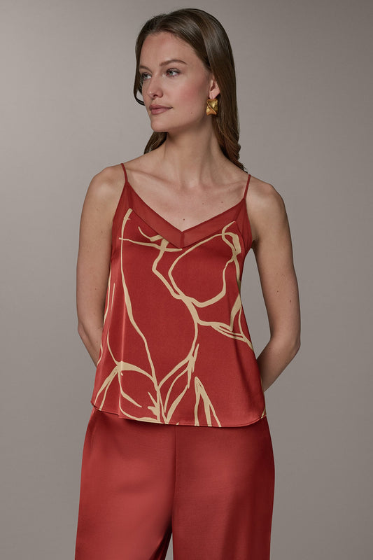 Sunbaked/Fawn SLEEVELESS V-NECK PRINT CAMI Donna Karan