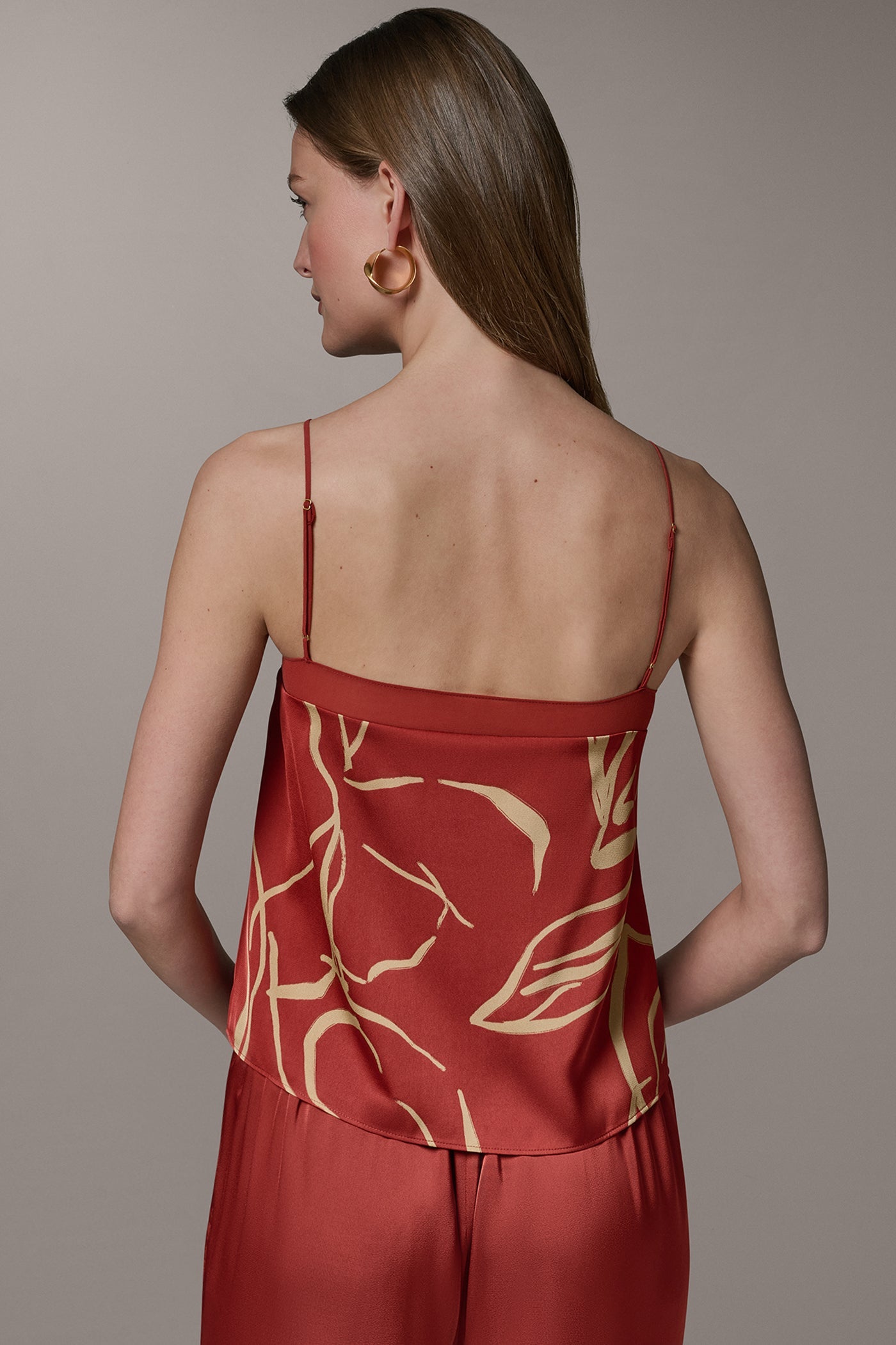 Sunbaked/Fawn SLEEVELESS V-NECK PRINT CAMI Donna Karan