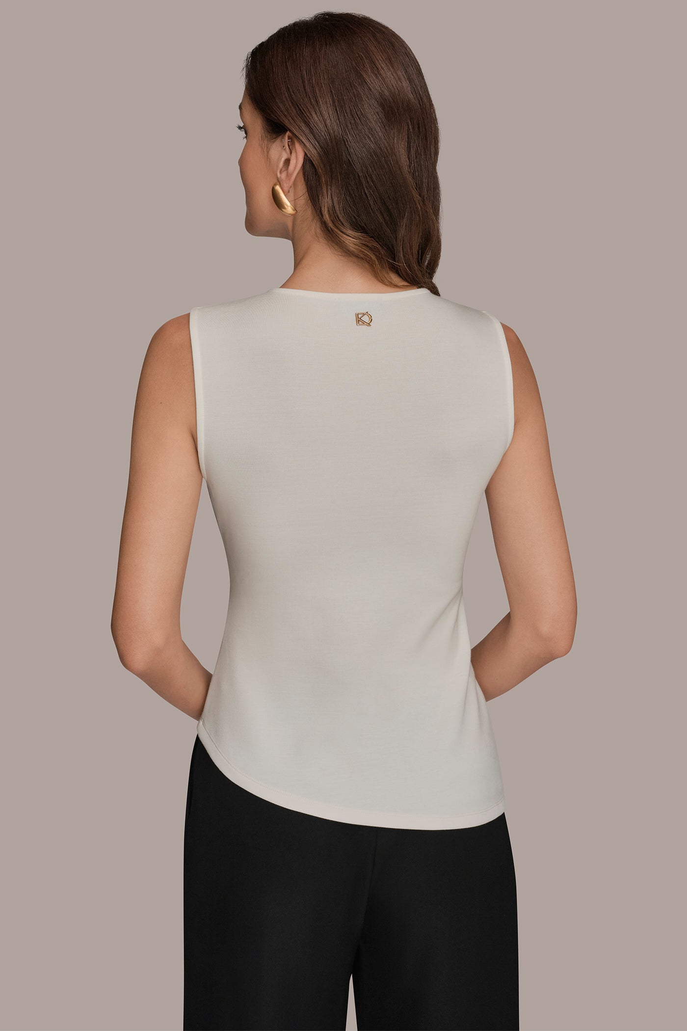 Cream ASYMMETRIC HEM BLOUSE Donna Karan