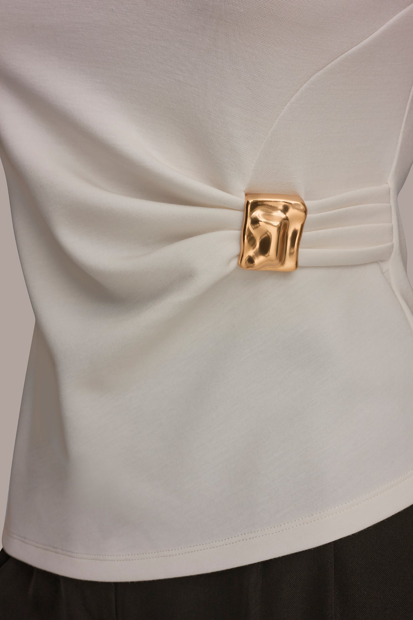Cream ASYMMETRIC HEM BLOUSE Donna Karan
