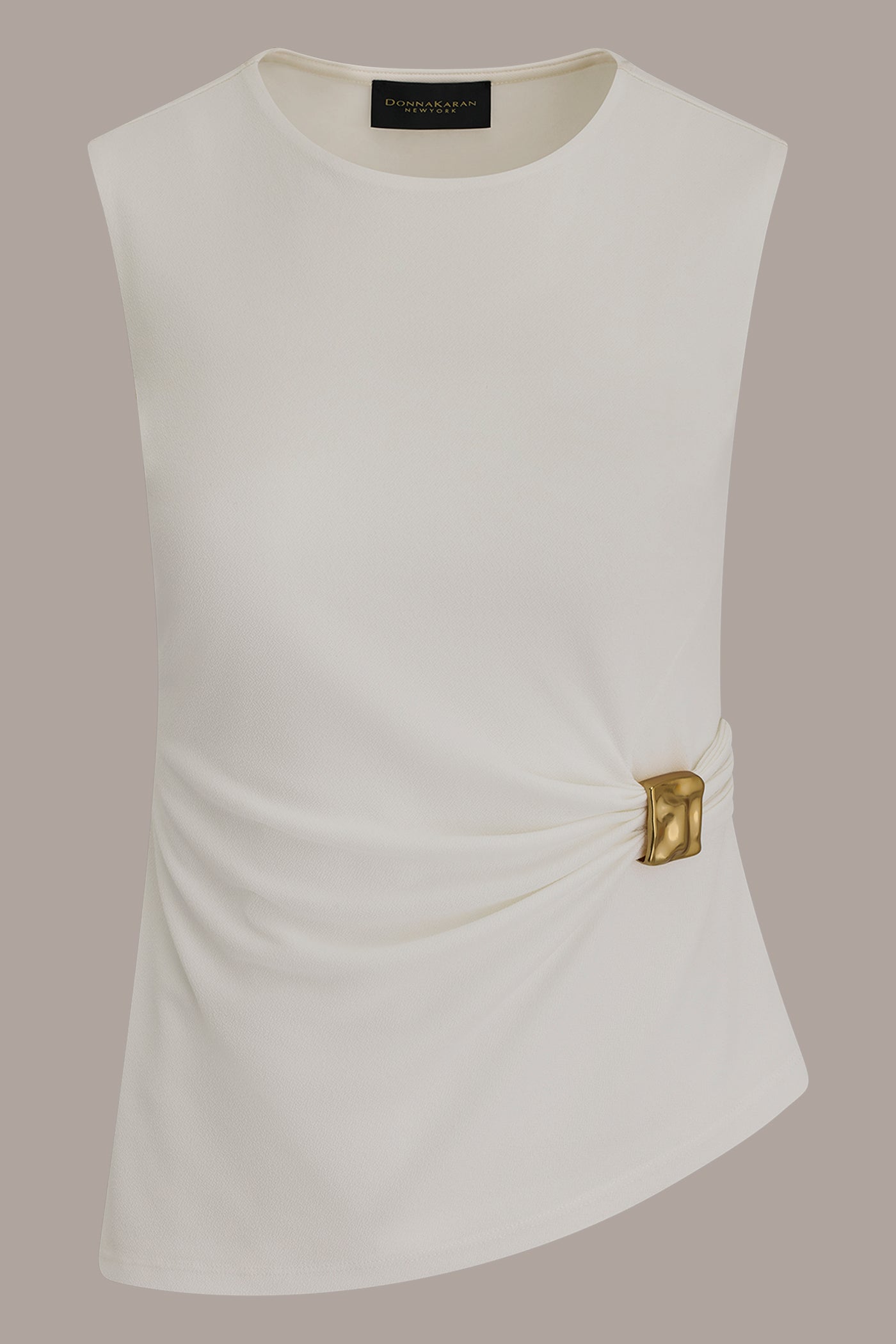 Cream ASYMMETRIC RUCHED TOP Donna Karan