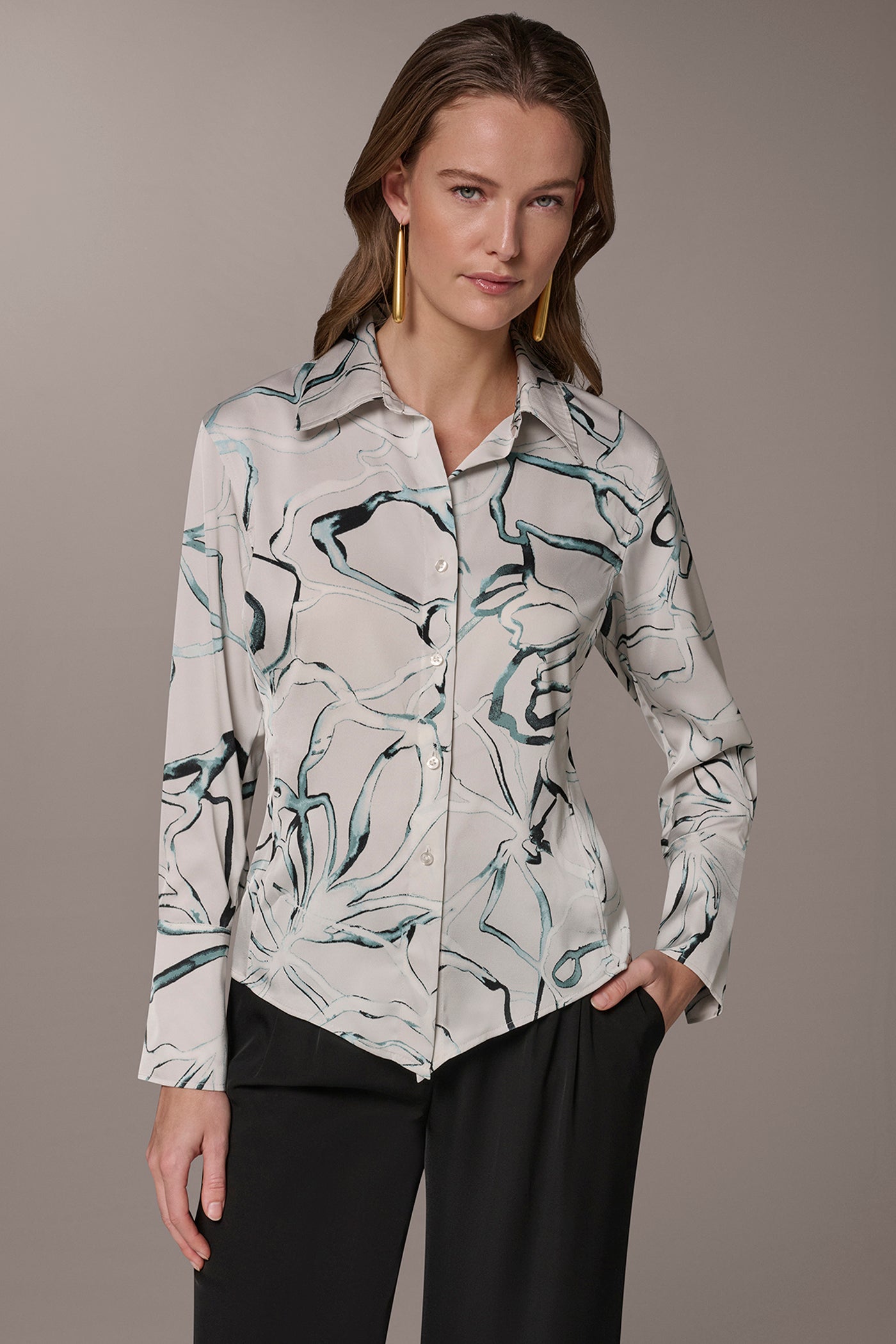 Aquamint Multi PRINTED BLOUSE Donna Karan