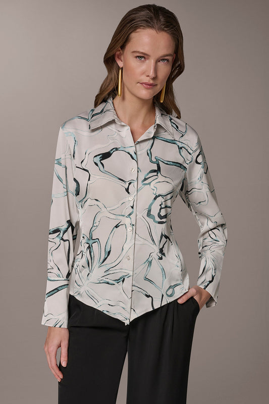 Aquamint Multi PRINTED BLOUSE Donna Karan