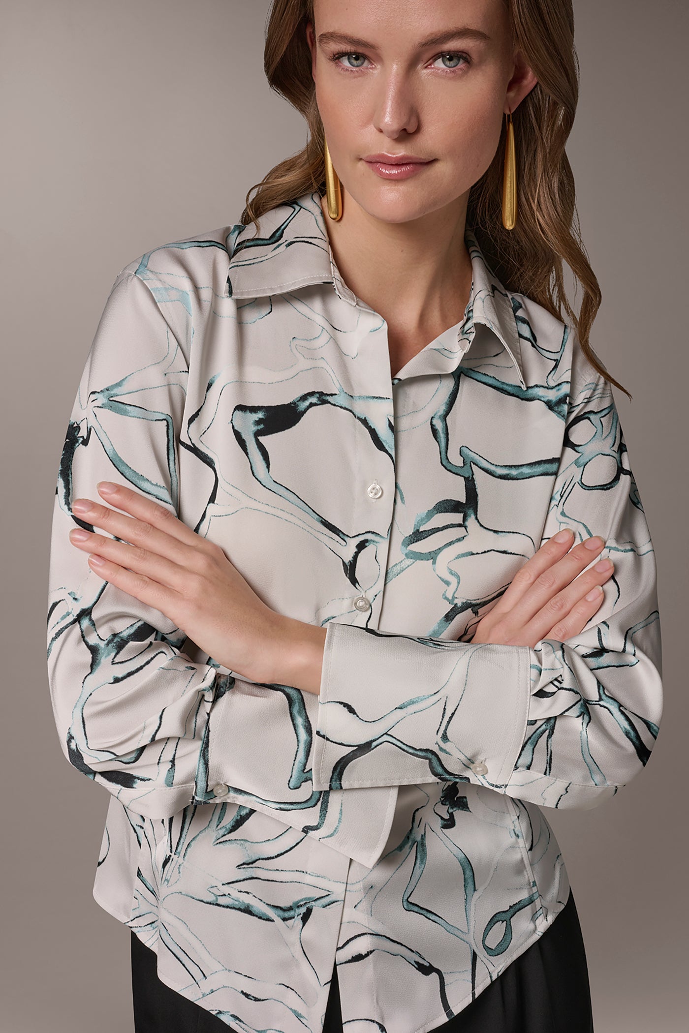 Aquamint Multi PRINTED BLOUSE Donna Karan