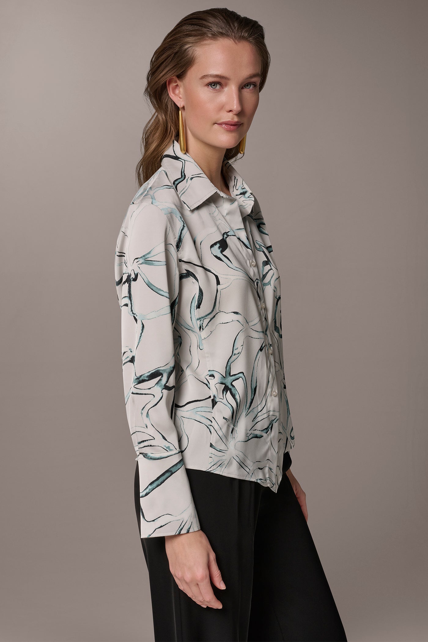 Aquamint Multi PRINTED BLOUSE Donna Karan