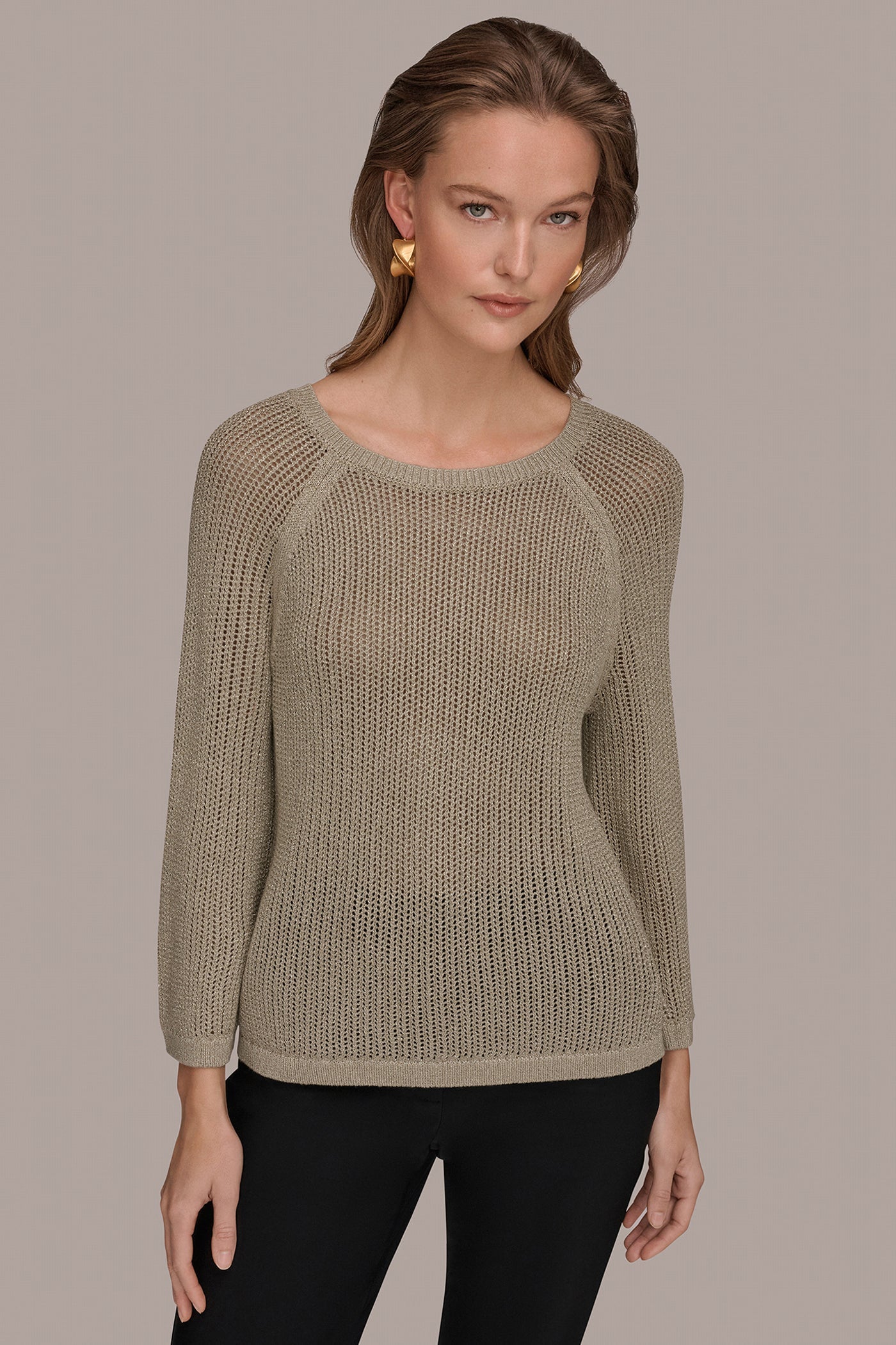 Tuscan Grey BOAT NECK DOLMAN SWEATER Donna Karan