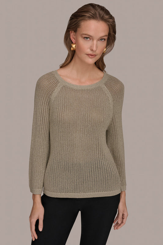Tuscan Grey BOAT NECK DOLMAN SWEATER Donna Karan