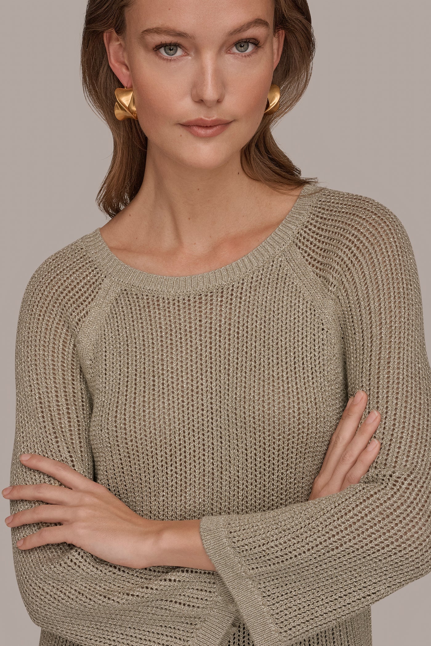 Tuscan Grey BOAT NECK DOLMAN SWEATER Donna Karan