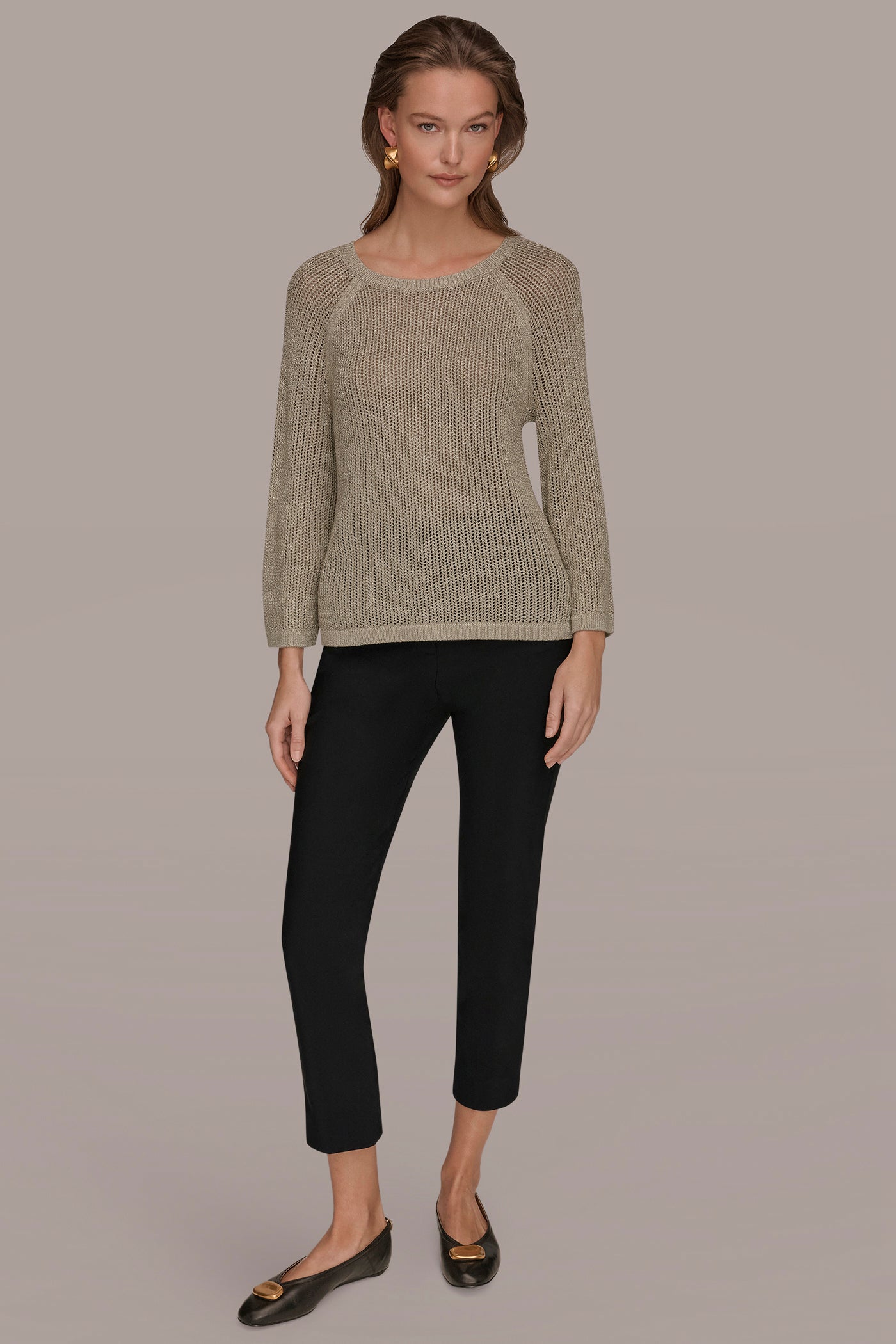 Tuscan Grey BOAT NECK DOLMAN SWEATER Donna Karan