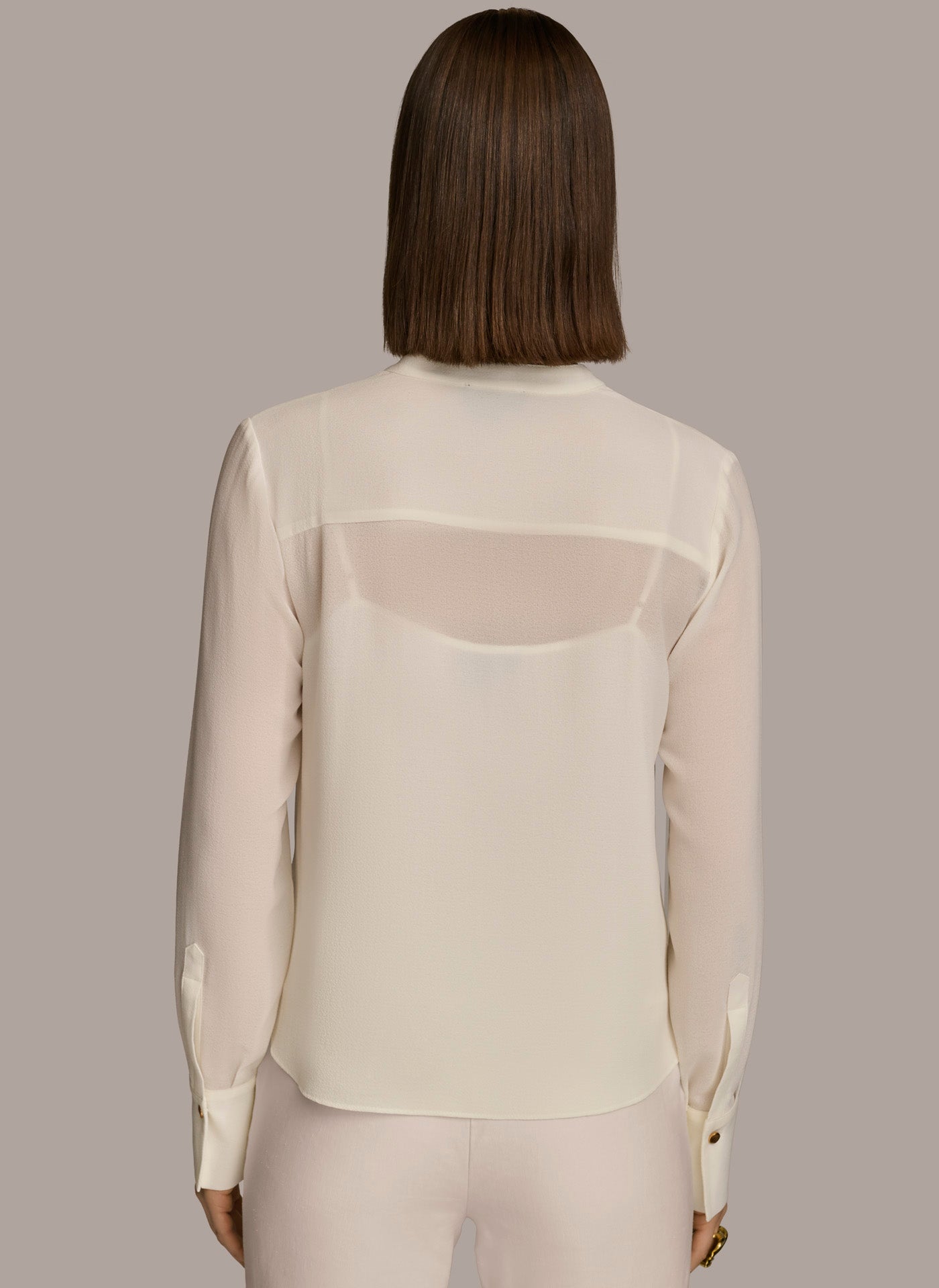 Cream FAUX WRAP TOP Donna Karan