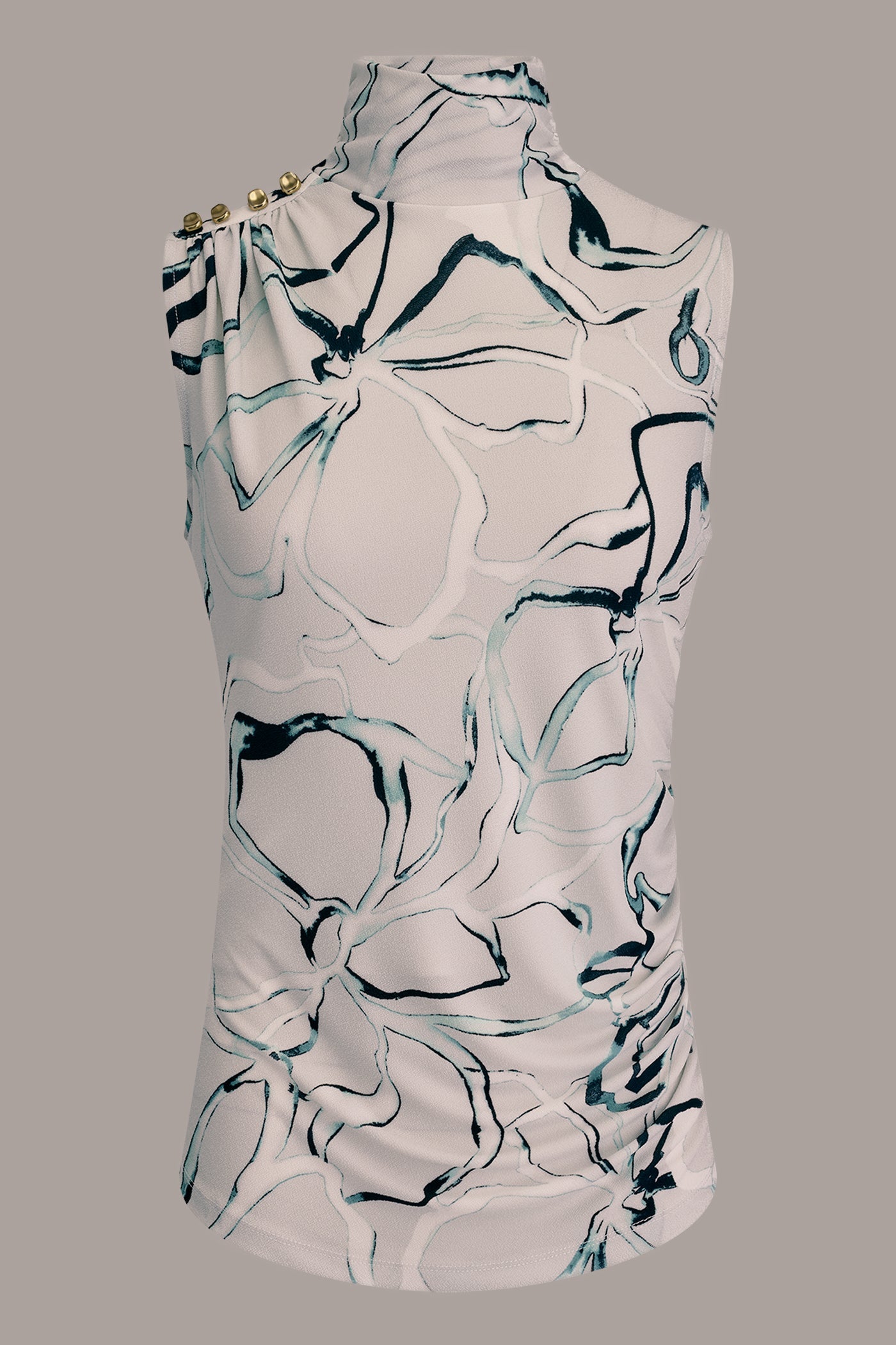 Aquamint Multi BUTTON SHOULDER BLOUSE Donna Karan