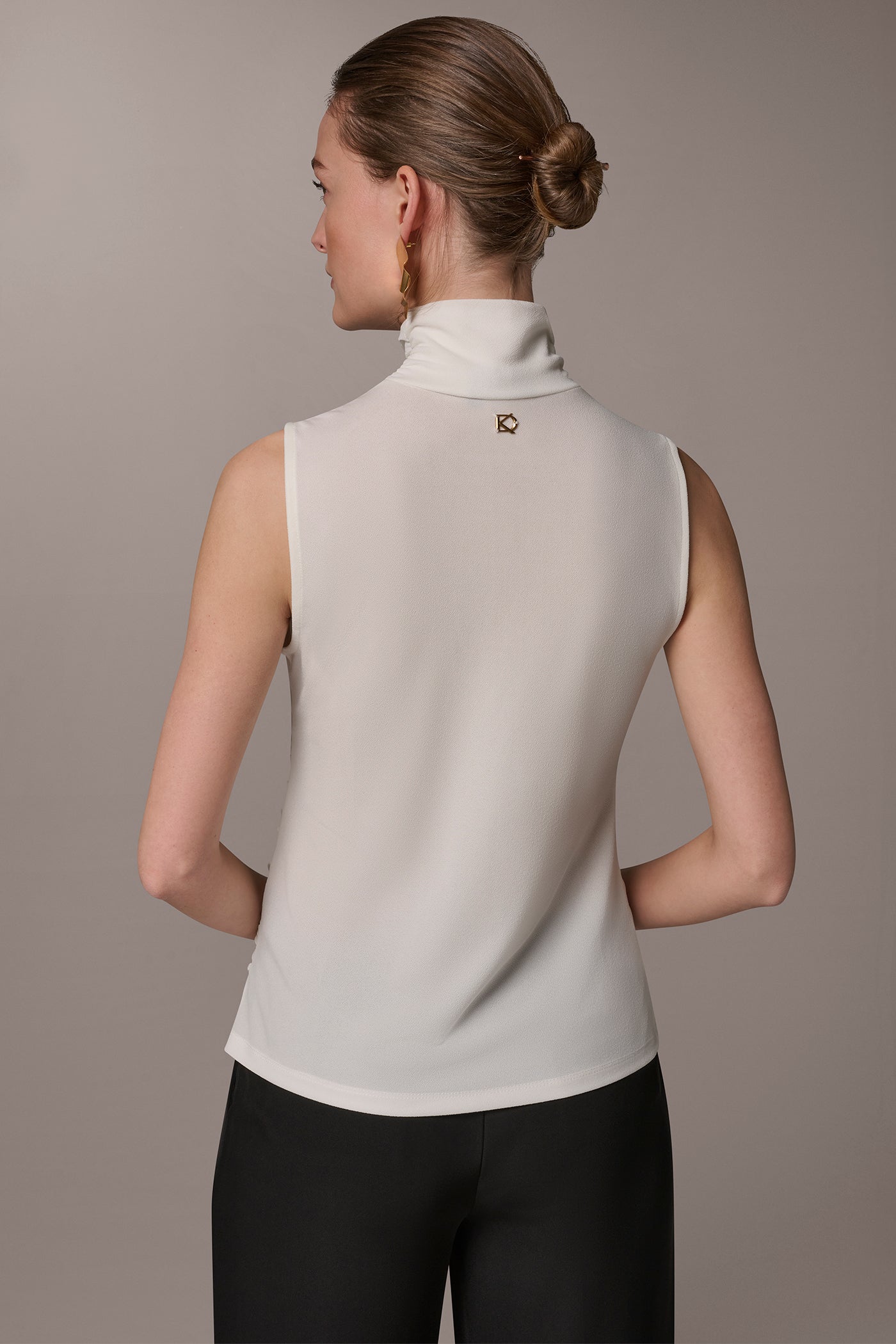 Cream BUTTON SHOULDER BLOUSE Donna Karan