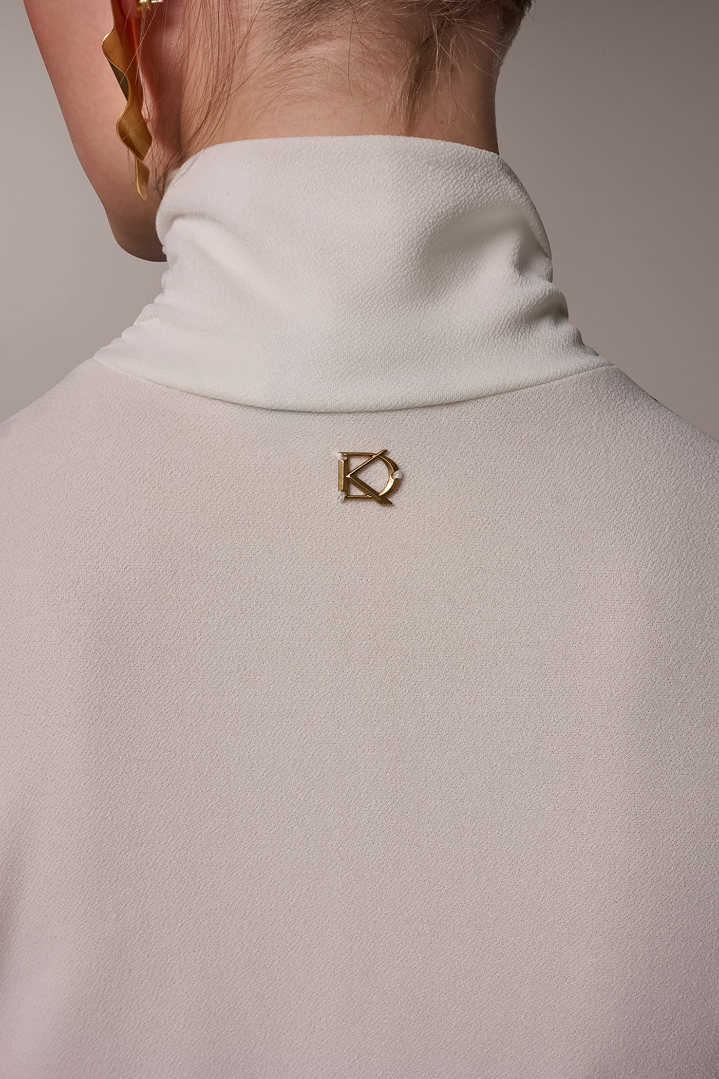 Cream BUTTON SHOULDER BLOUSE Donna Karan