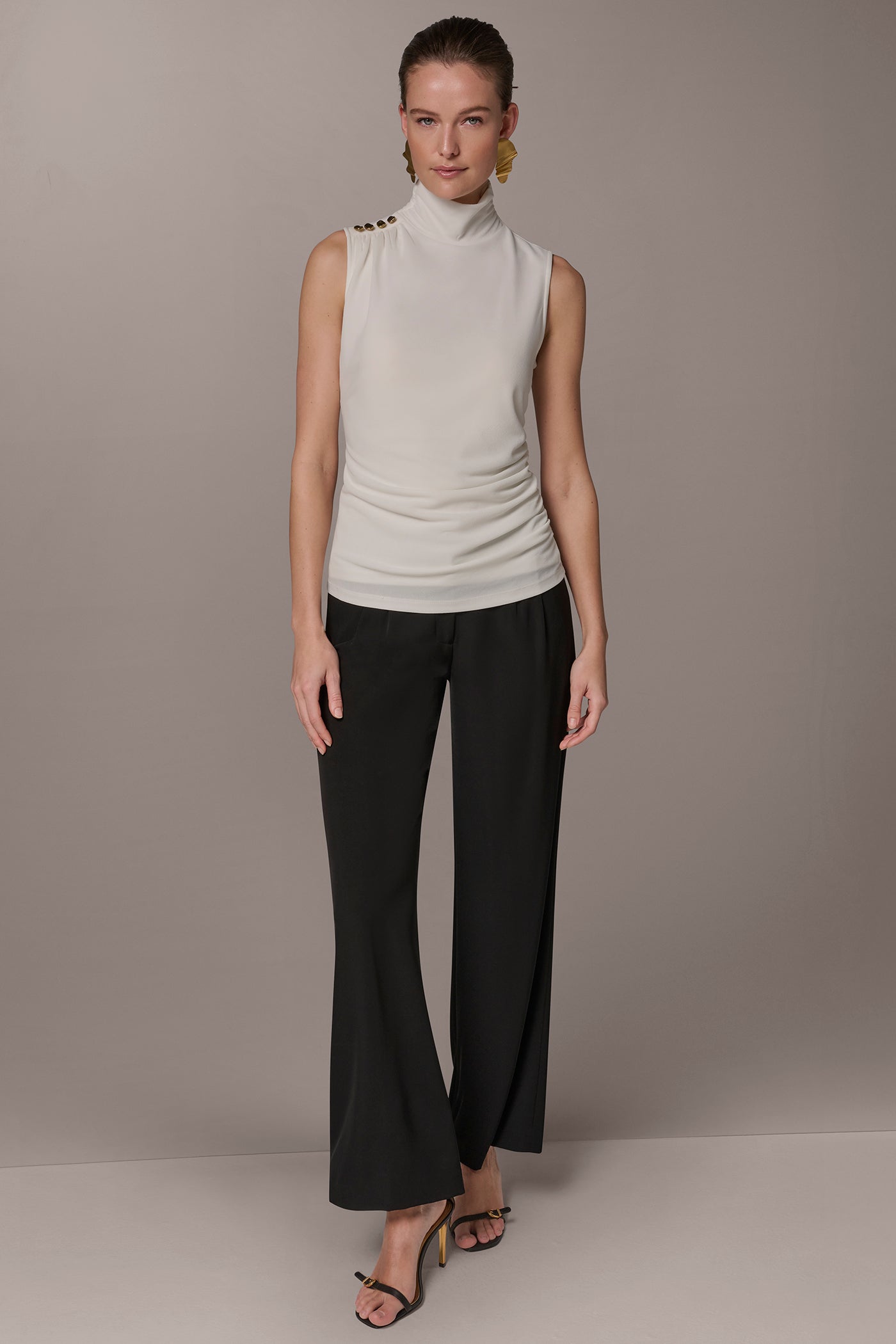 Cream BUTTON SHOULDER BLOUSE Donna Karan