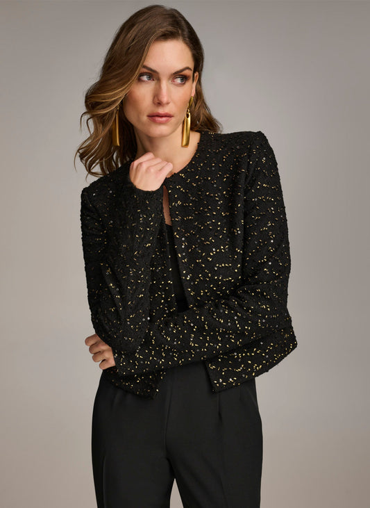 Black FOIL POPCORN JACKET Donna Karan