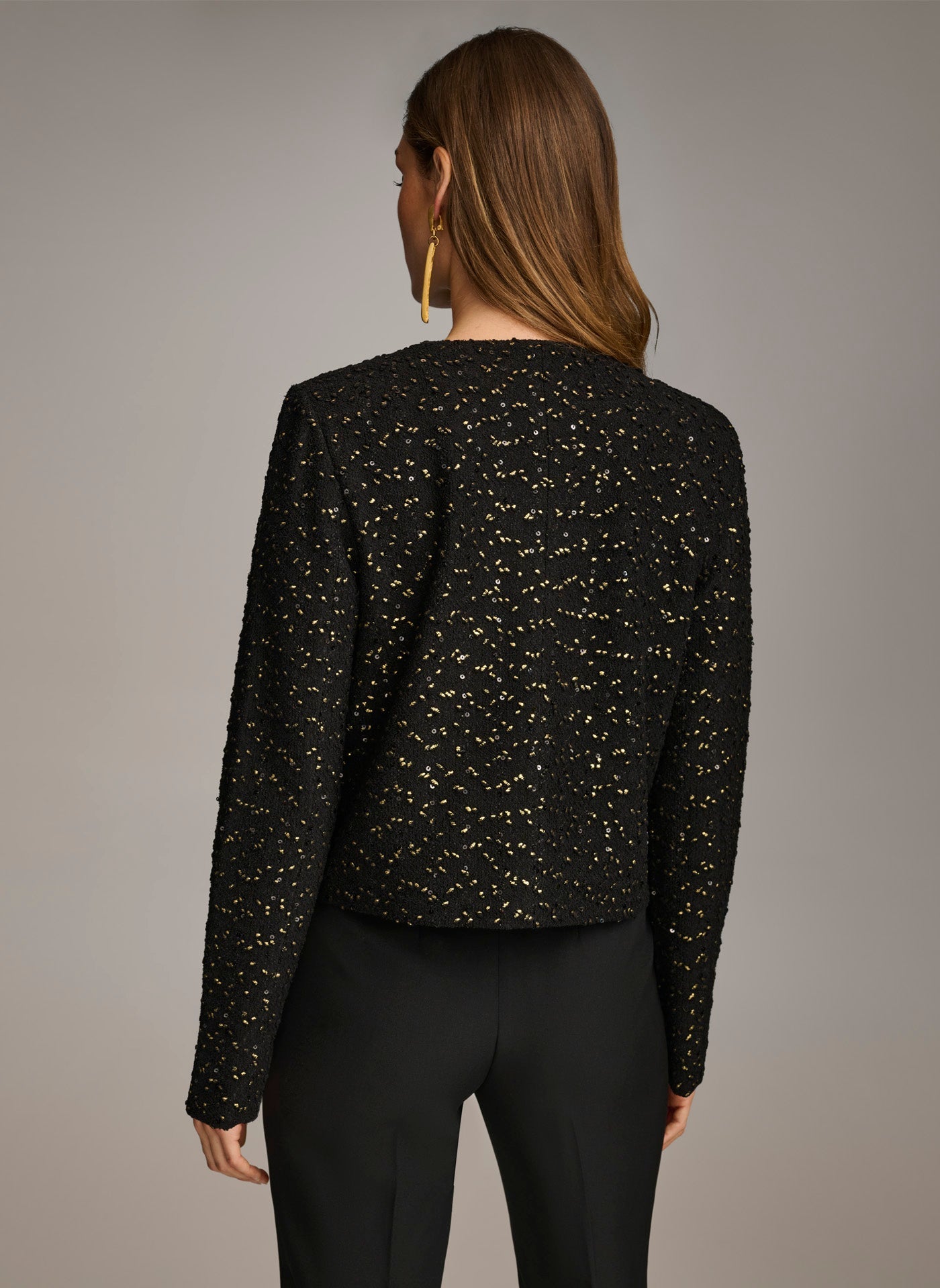 Black FOIL POPCORN JACKET Donna Karan