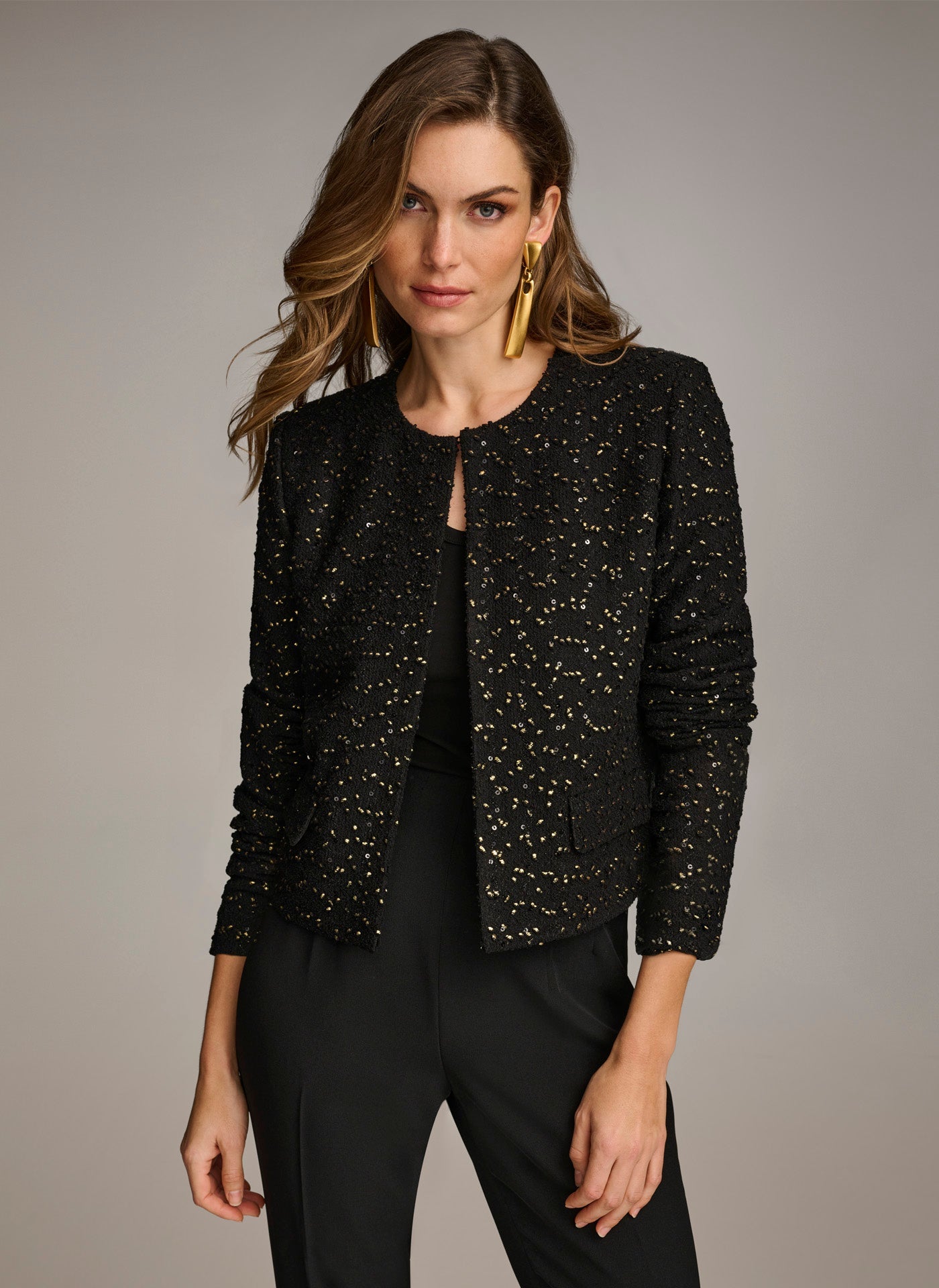 Black FOIL POPCORN JACKET Donna Karan