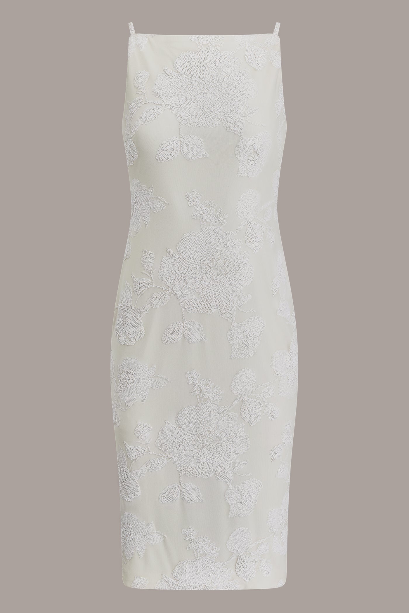 Cream FLORAL SEQUIN MIDI SHEATH DRESS Donna Karan