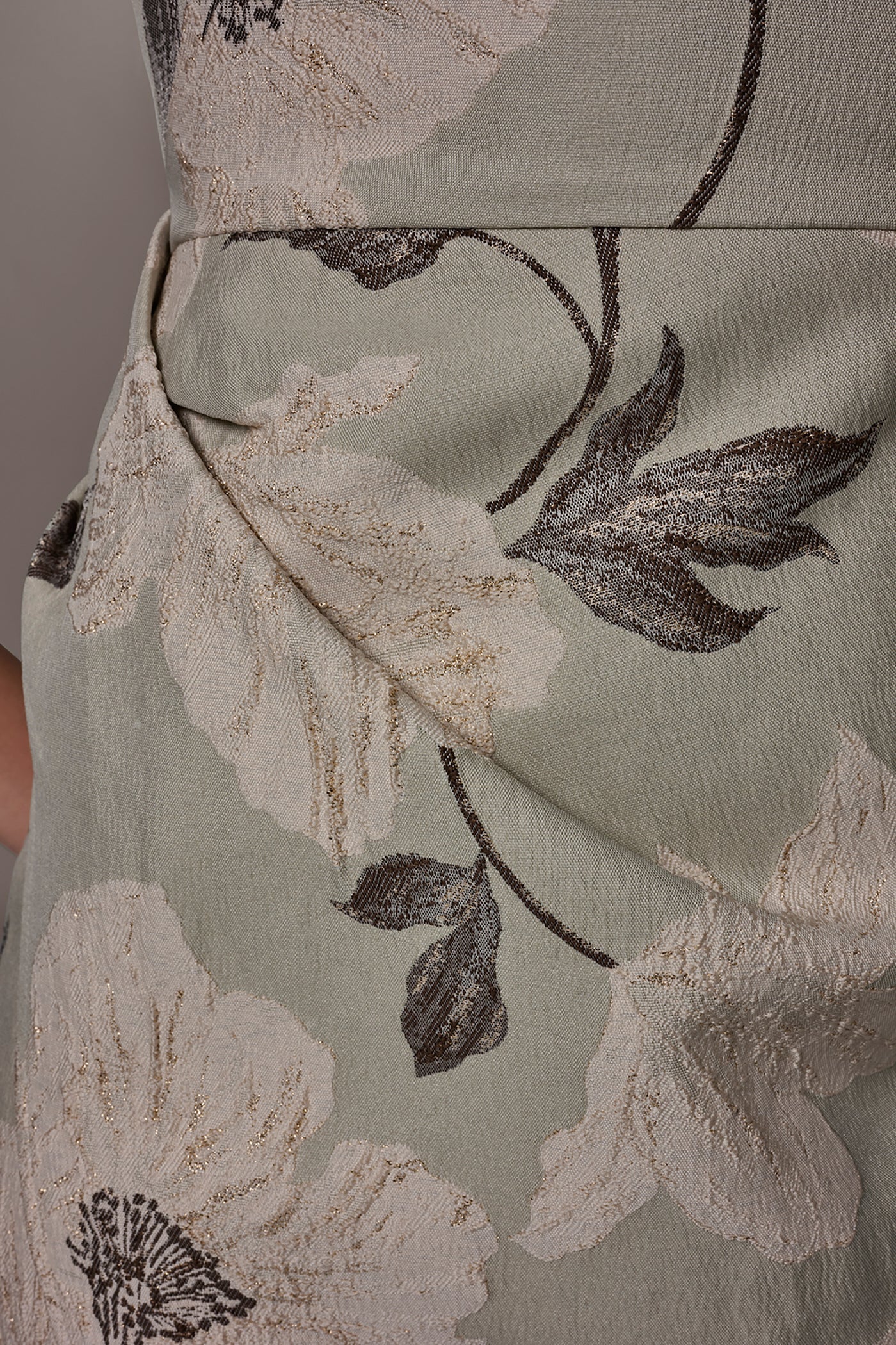 Agave Multi FLORAL-JACQUARD WRAP MIDI DRESS Donna Karan