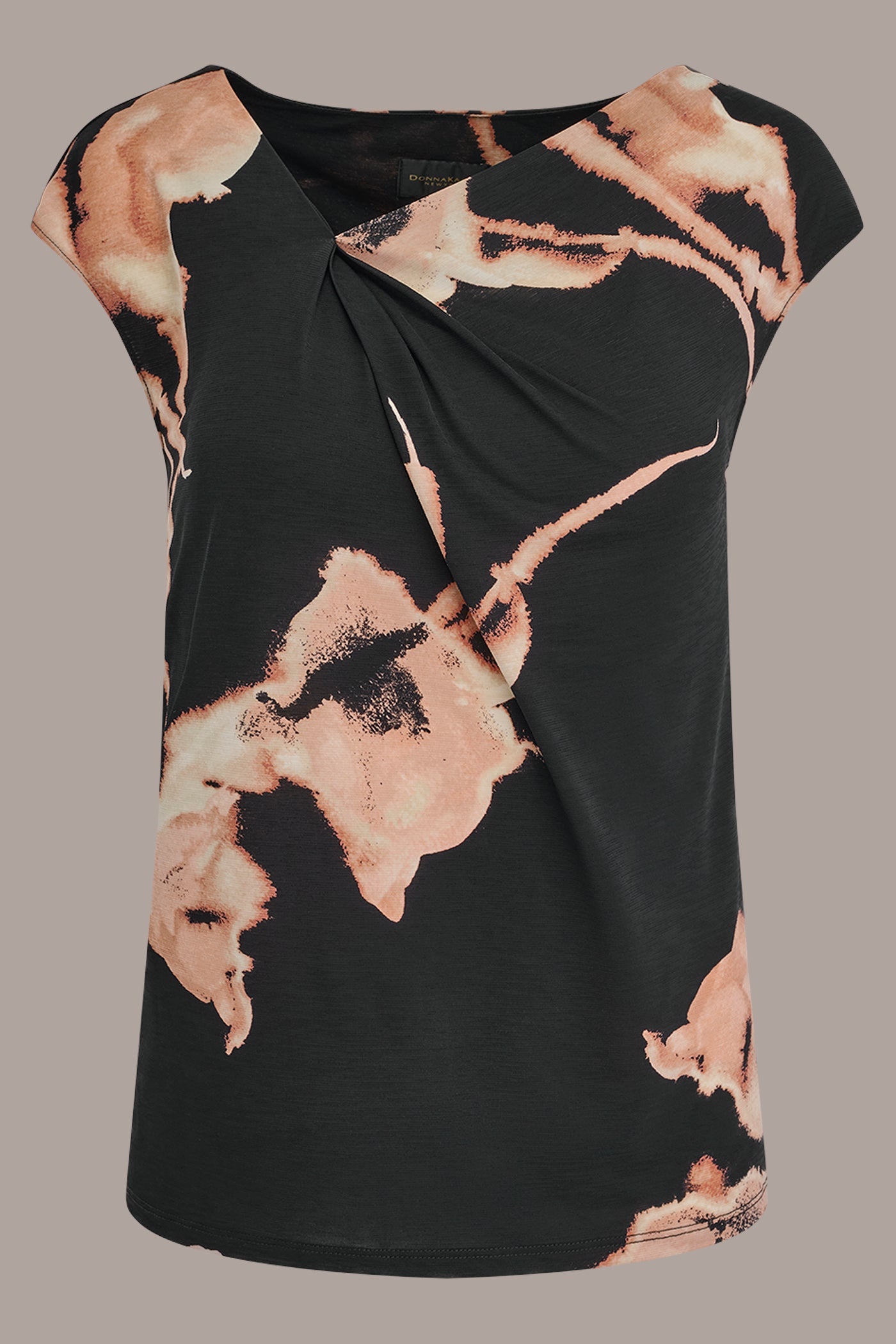Black Multi FLORAL ASYMMETRIC BLOUSE Donna Karan