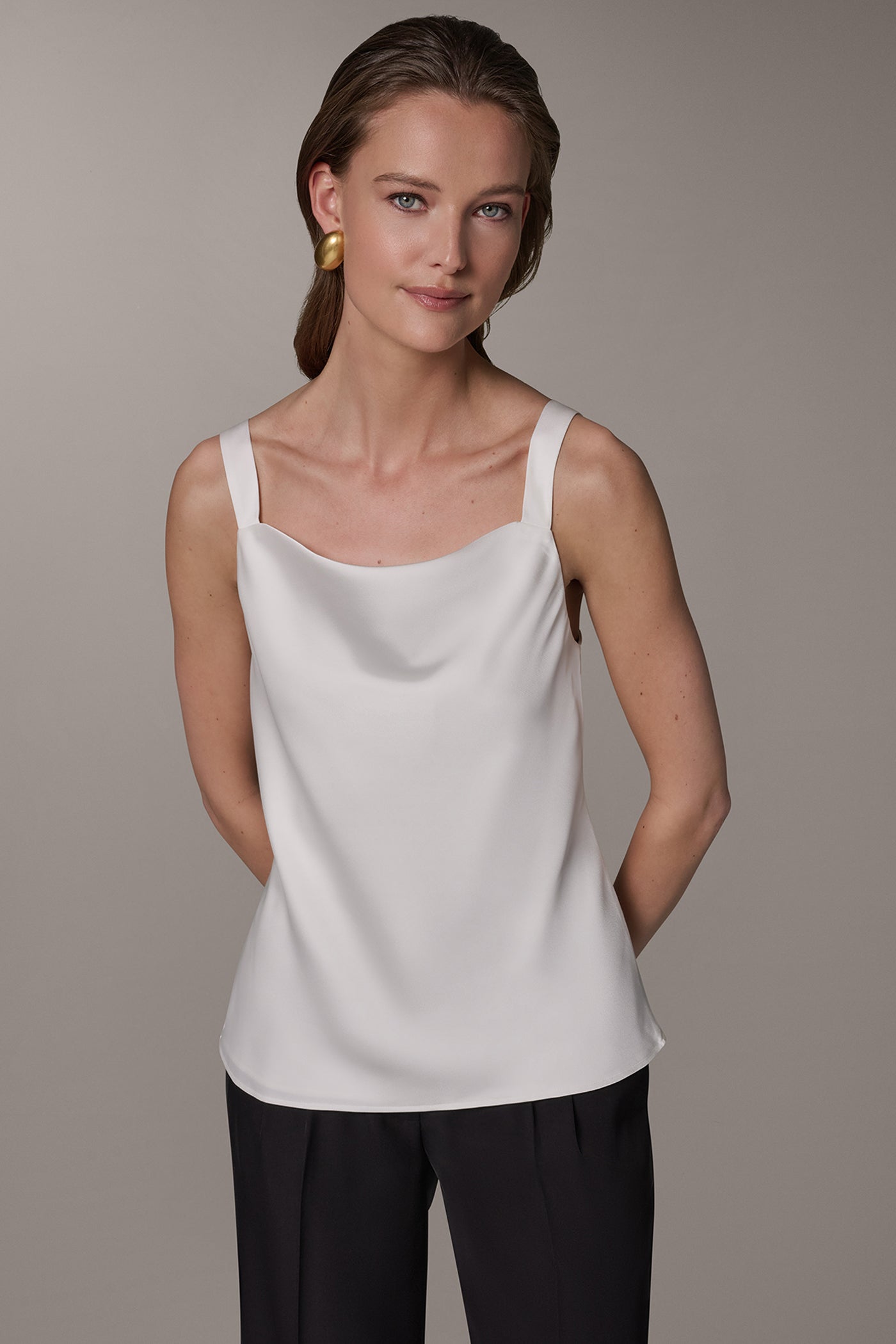 Cream SATIN BLOUSE Donna Karan